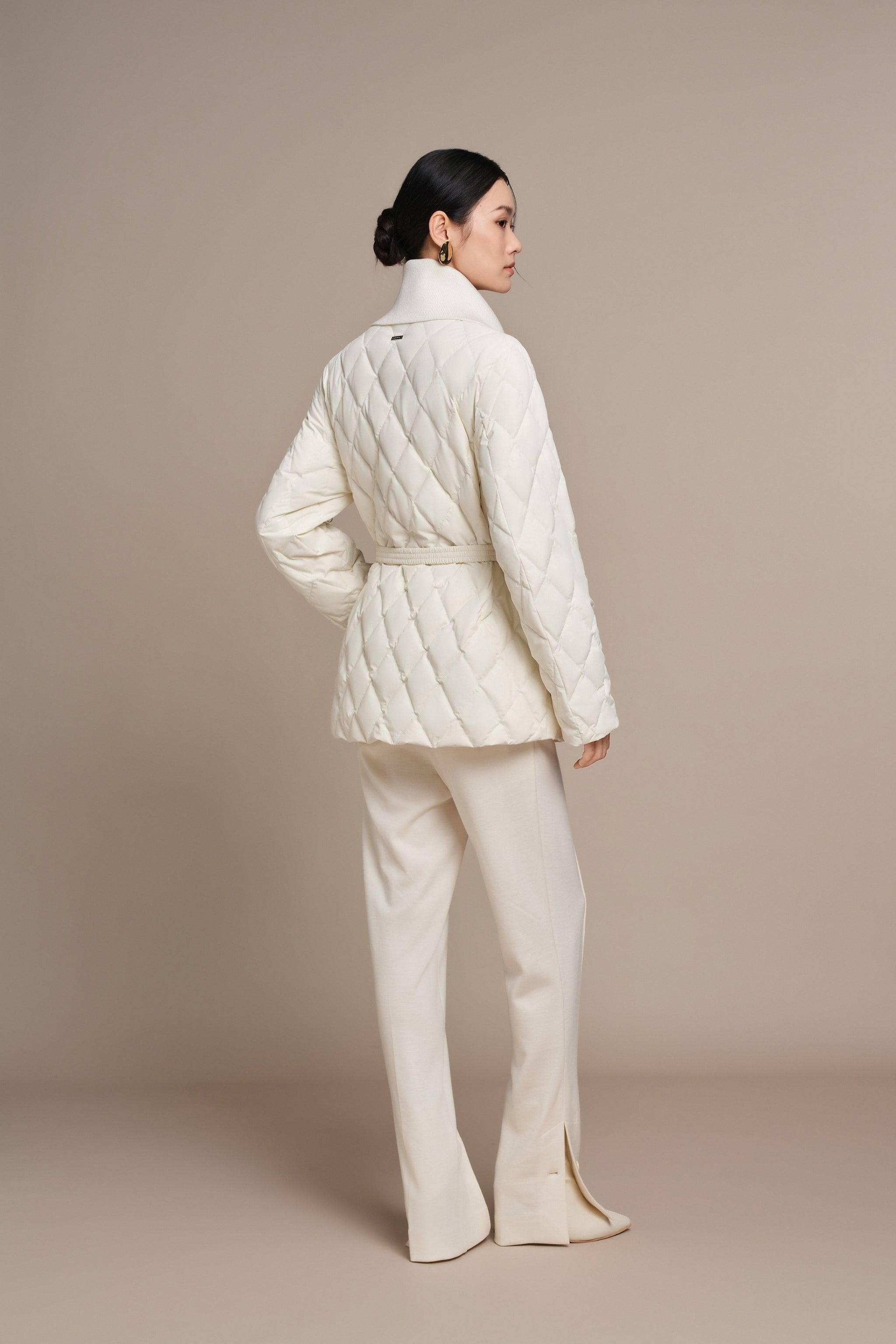 BOSIDENG 2025 Women's Mixed Media Goose Down Jacket With Belt