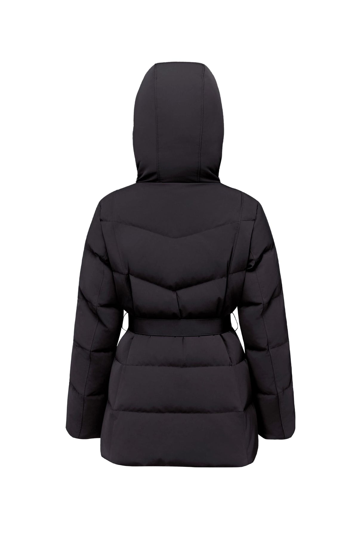 Women's Premium Extreme Short Goose Down Jacket With Belt 722 — jacket transitions seamlessly from outdoor commutes — view 11; water-resistant, windproof