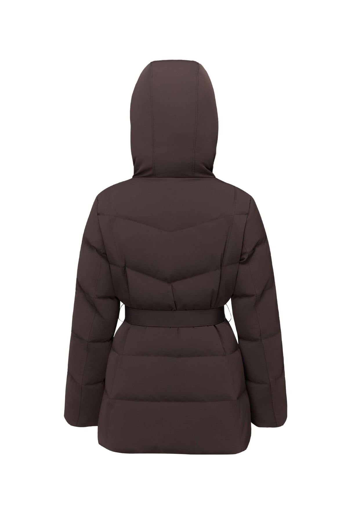 Women's Premium Extreme Short Goose Down Jacket With Belt 722 — jacket transitions seamlessly from outdoor commutes — view 2; water-resistant, windproof