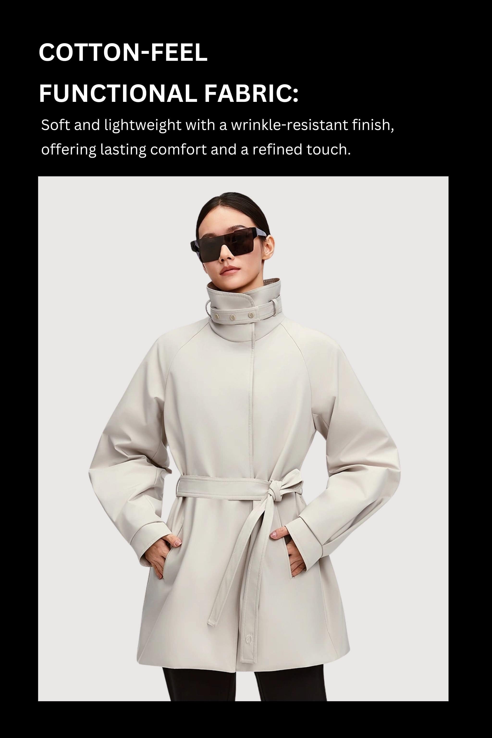 BOSIDENG 2025 Women's Short Belted Goose Down Trench 202 Jacket