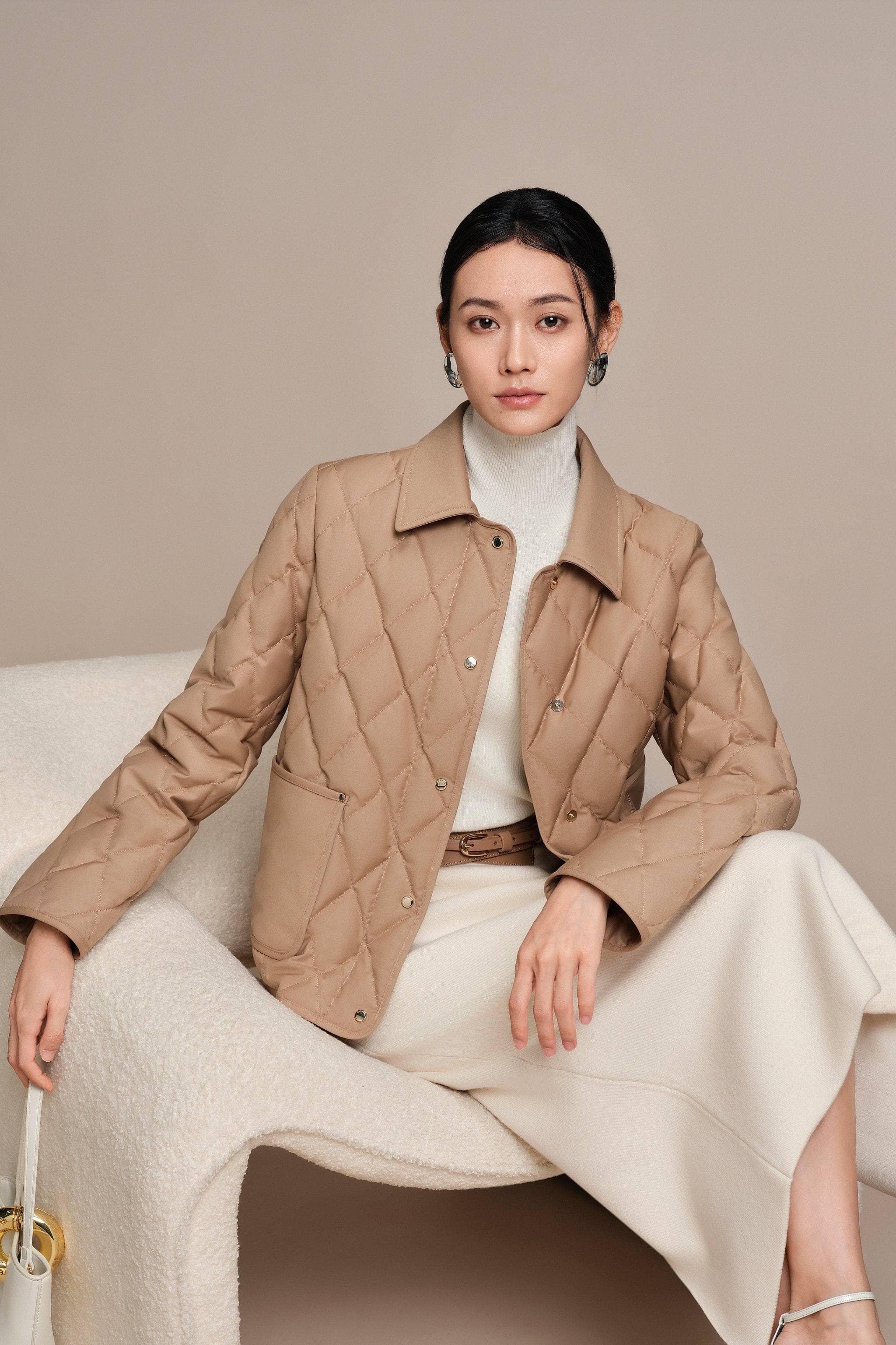 BOSIDENG 2025 Women's Short Goose Down Quilted Coat