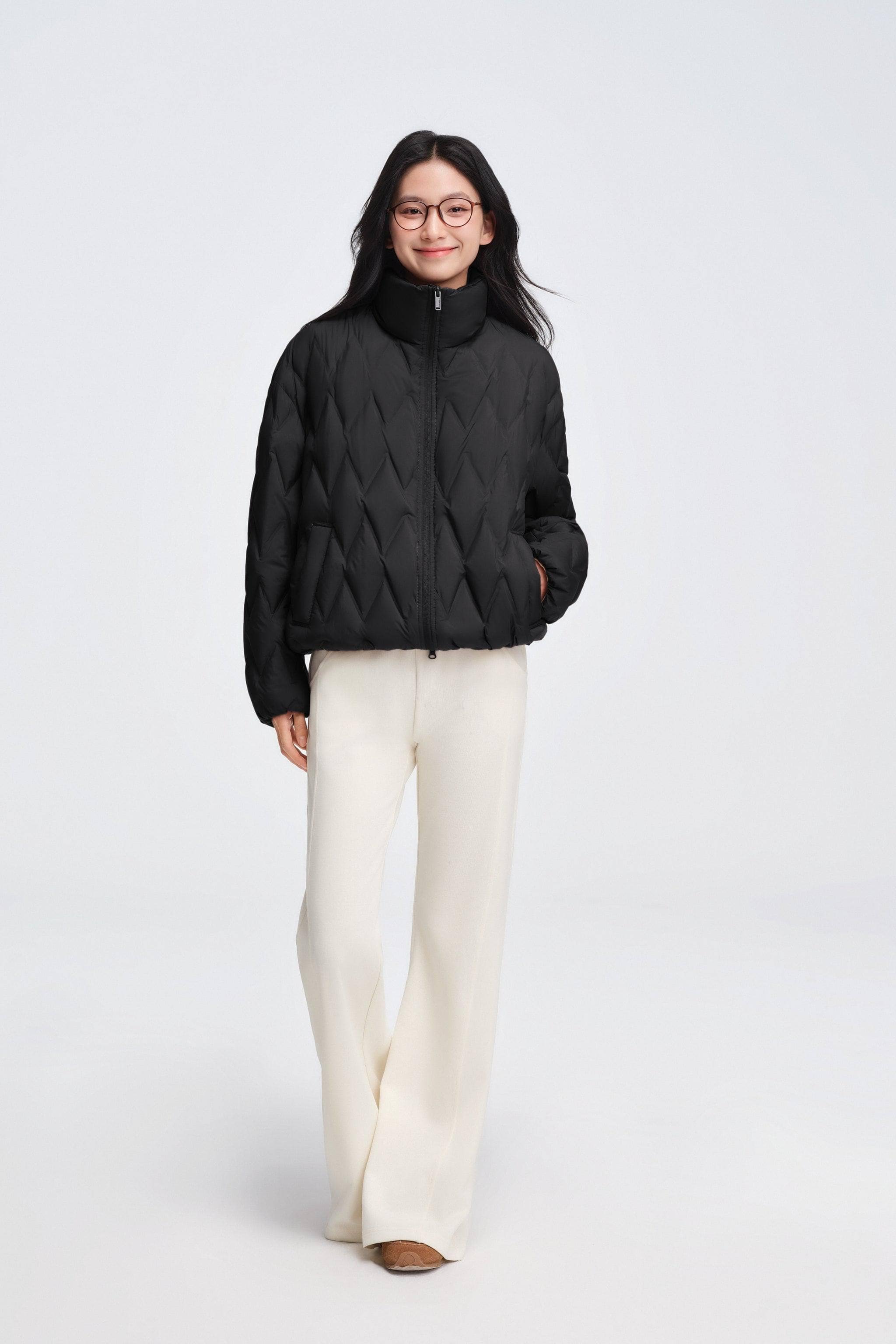 BOSIDENG 2025 Women's Standing Collar Bonded Quilting Down Jacket Jacket