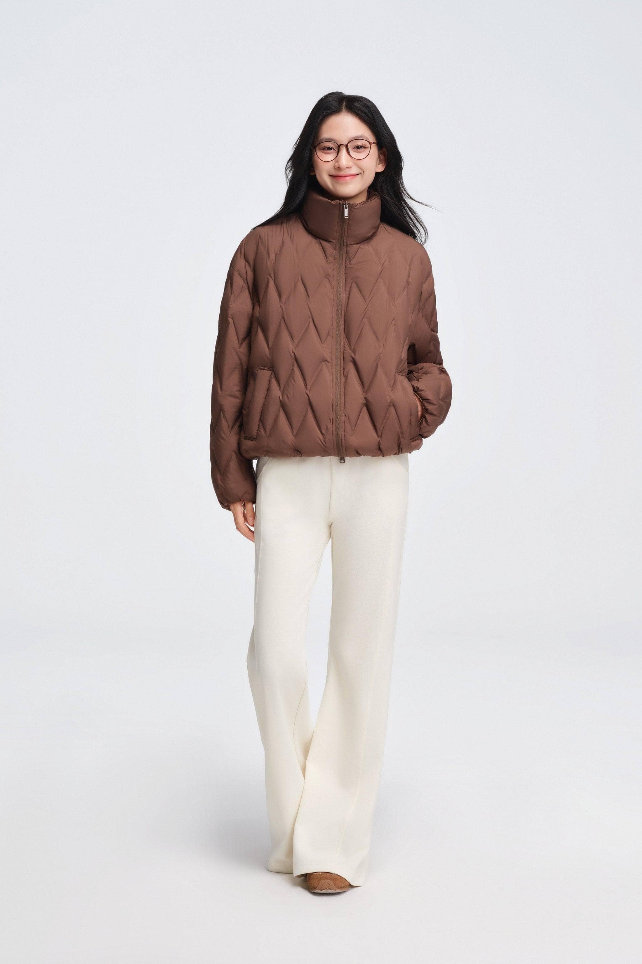 BOSIDENG 2025 Women's Standing Collar Bonded Quilting Down Jacket Jacket