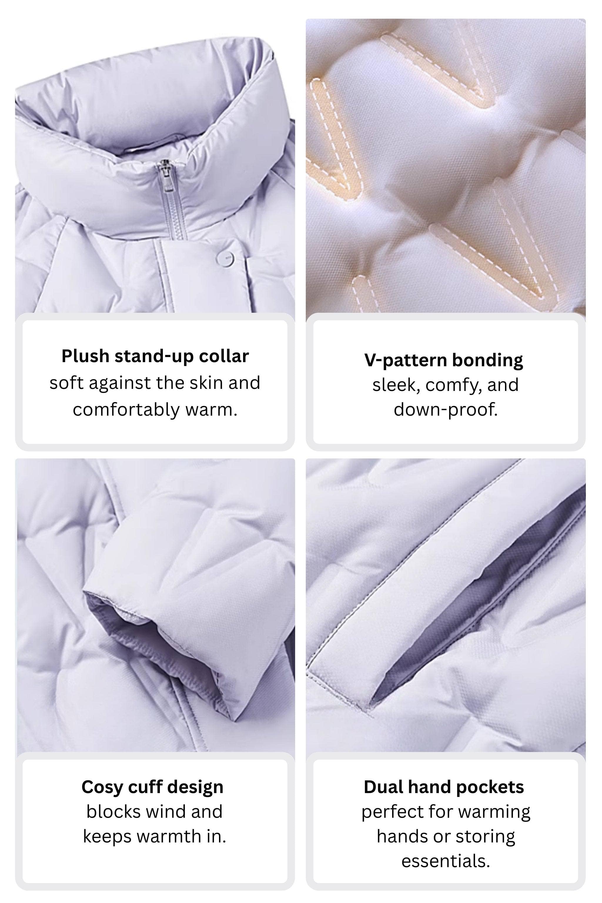 BOSIDENG 2025 Women's Standing Collar Bonded Quilting Down Jacket Jacket