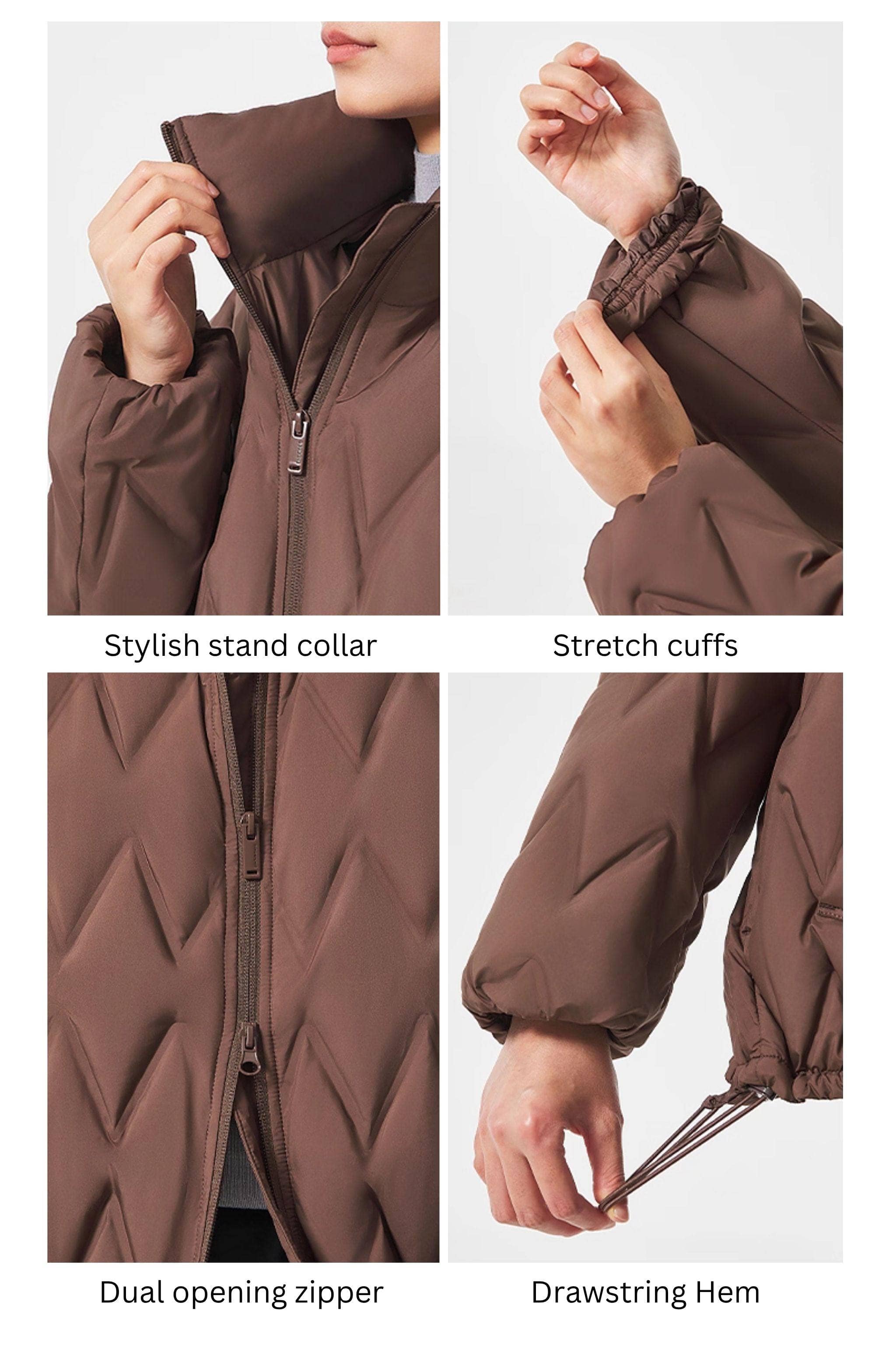 BOSIDENG 2025 Women's Standing Collar Bonded Quilting Down Jacket Jacket