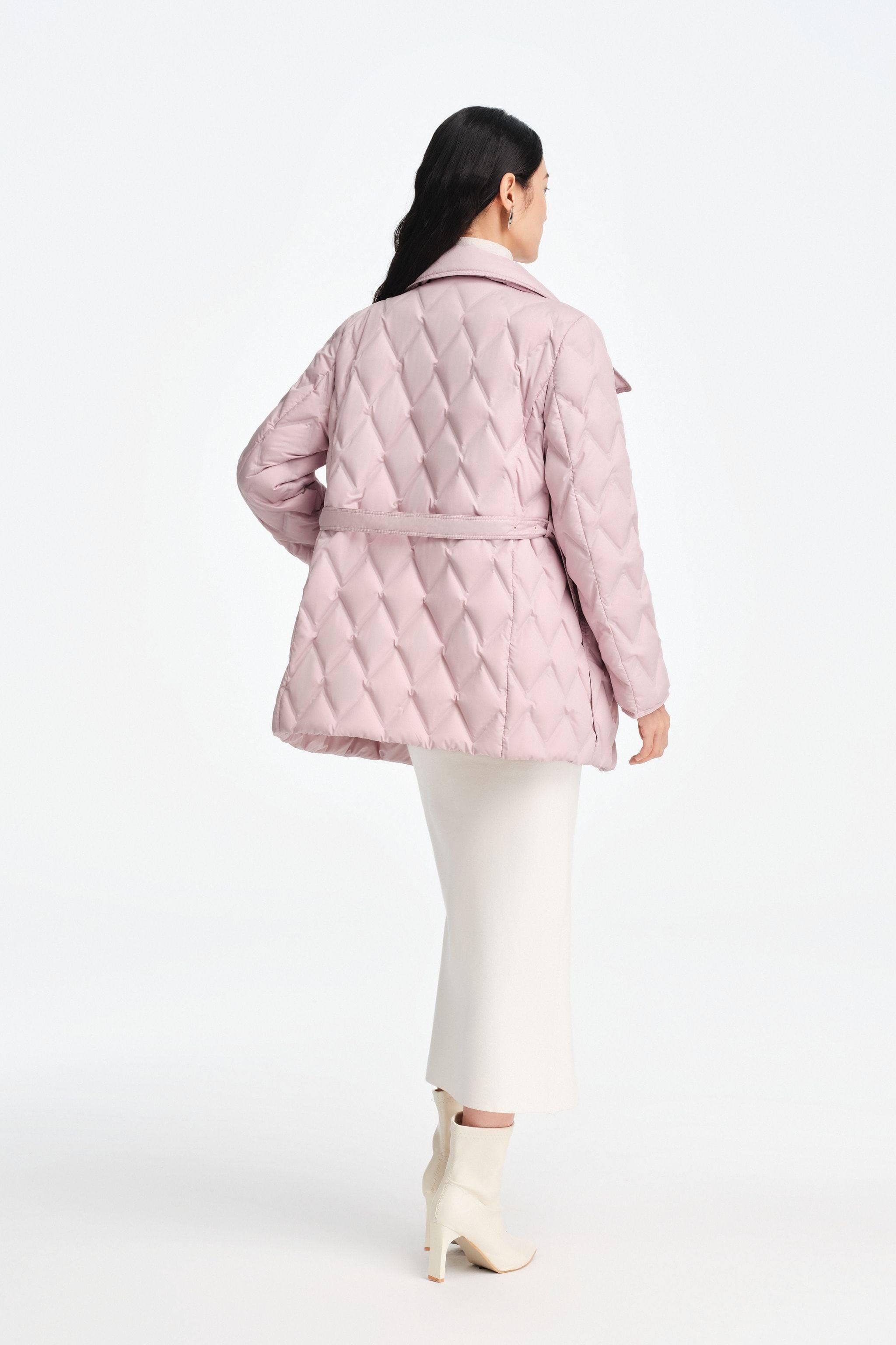 BOSIDENG 2025 Women's Waist Length Goose Down Business Jacket With Belt Jacket
