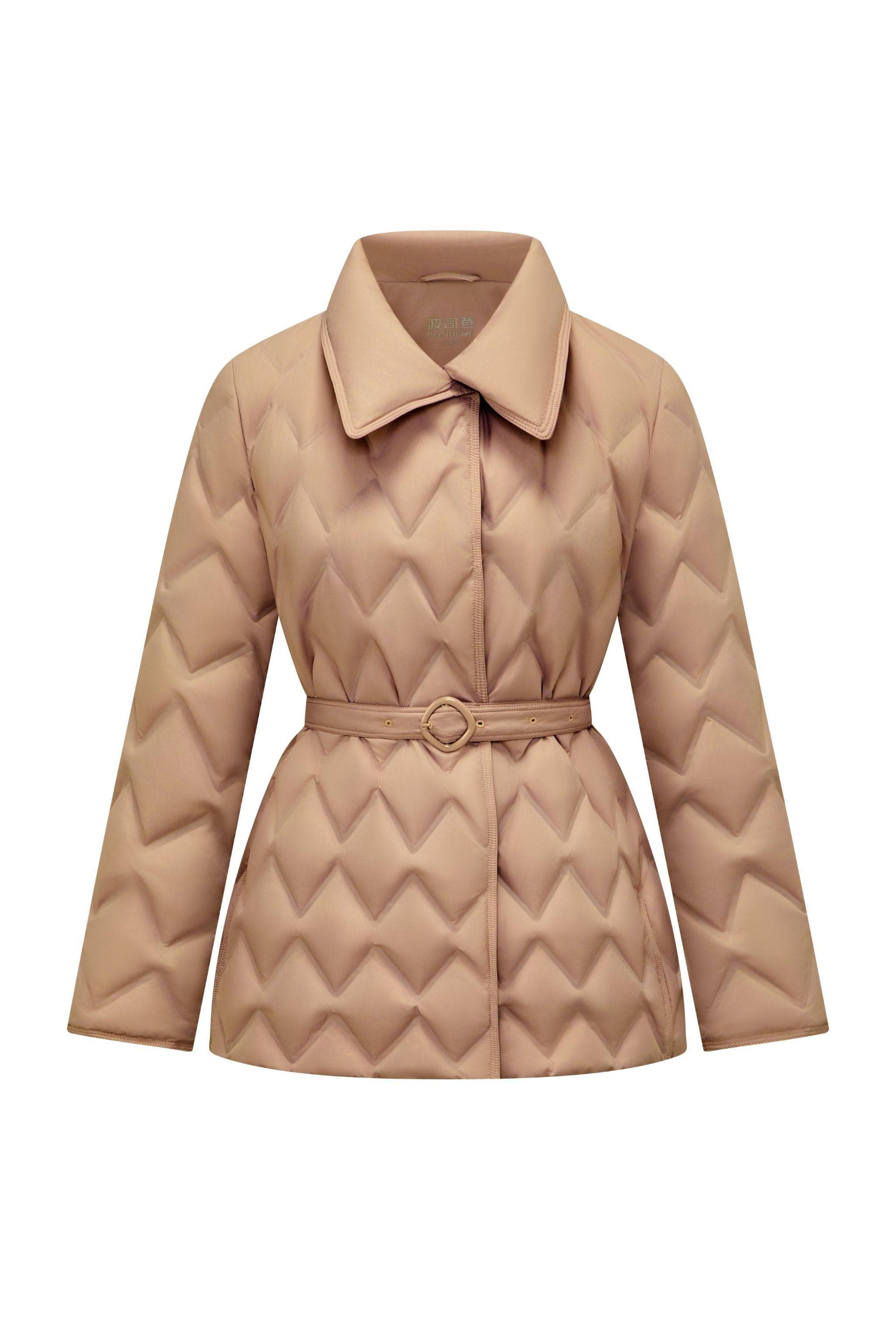 BOSIDENG 2025 Women's Waist Length Goose Down Business Jacket With Belt Jacket