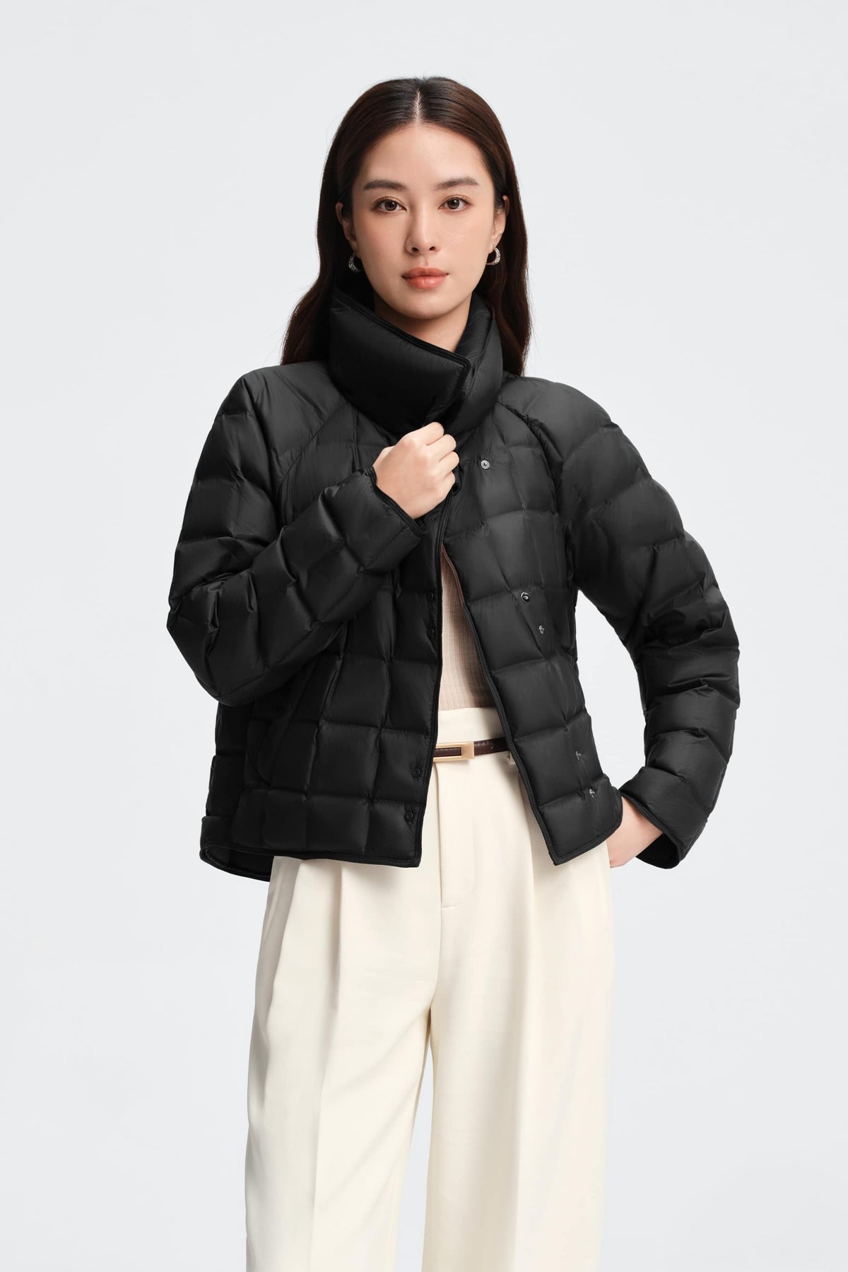 Womens Lapel Collar Goose Down Jacket 114