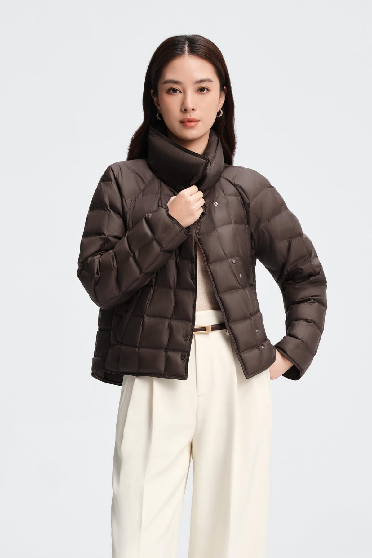 Womens Lapel Collar Goose Down Jacket 114
