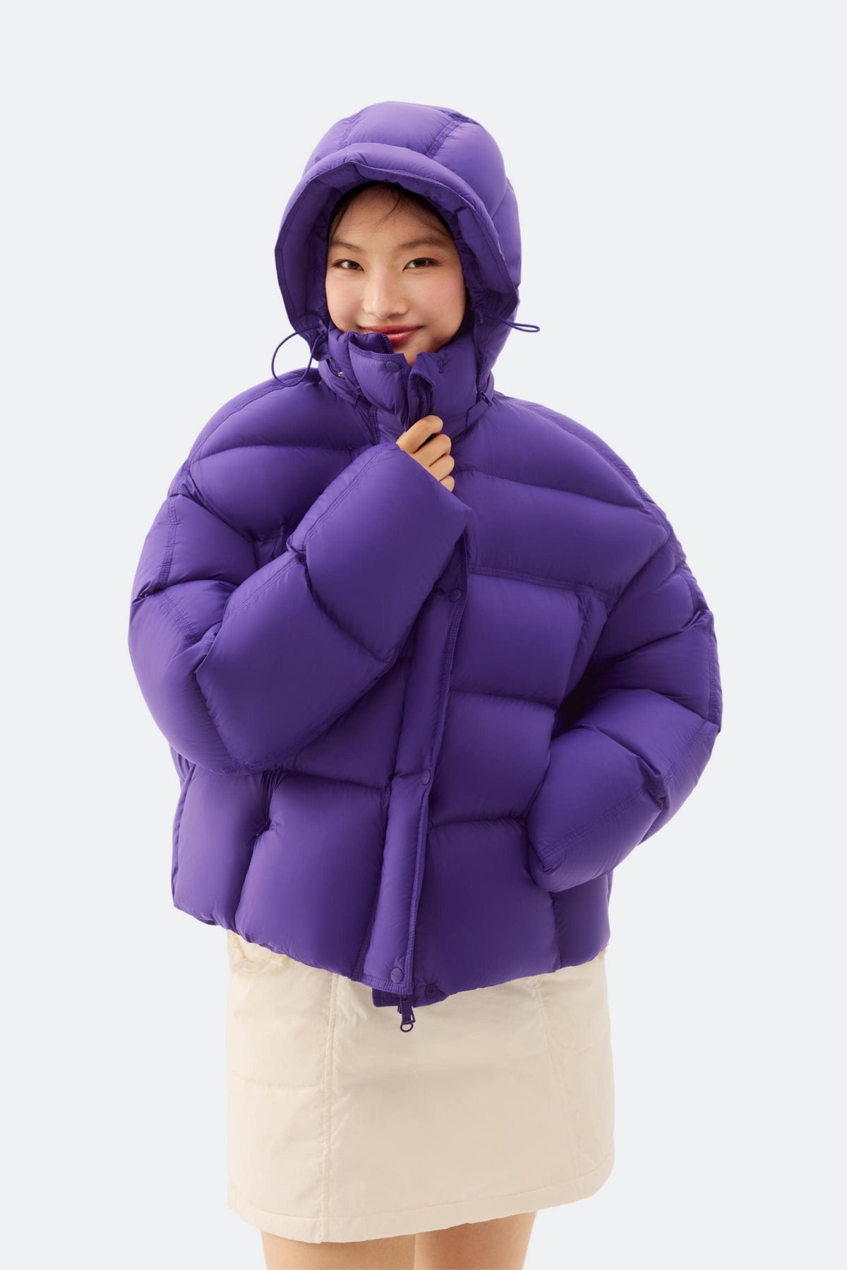Puff Women's Short Down Jacket with Detachable Hood 102