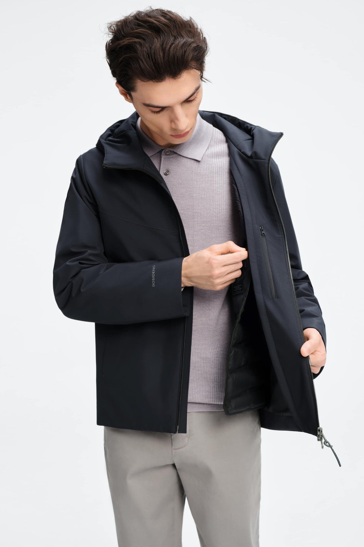 Mens 2 in 1 Hooded Goose Down Jacket 125