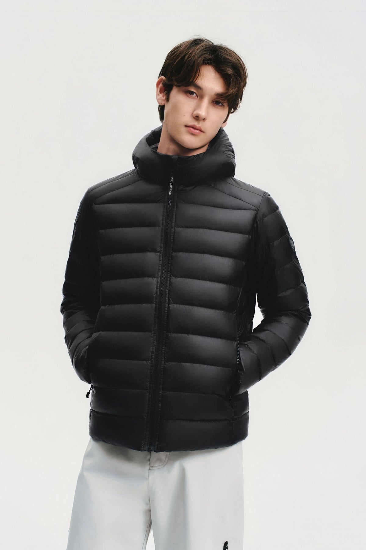 Mens Water-Repellent Goose Down Jacket W/ Hood 037M