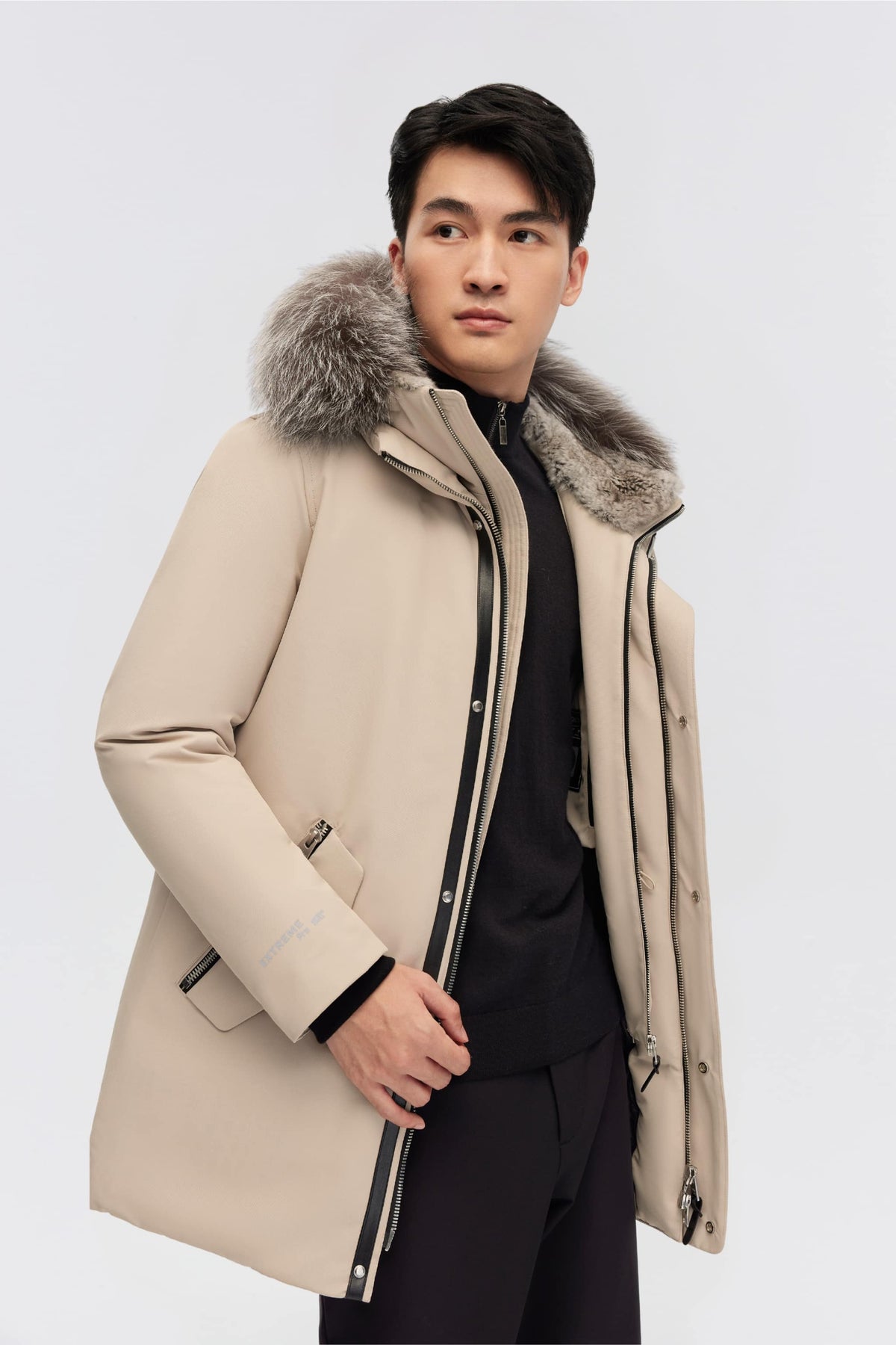 Mid-Length Hooded Goose Down Trench