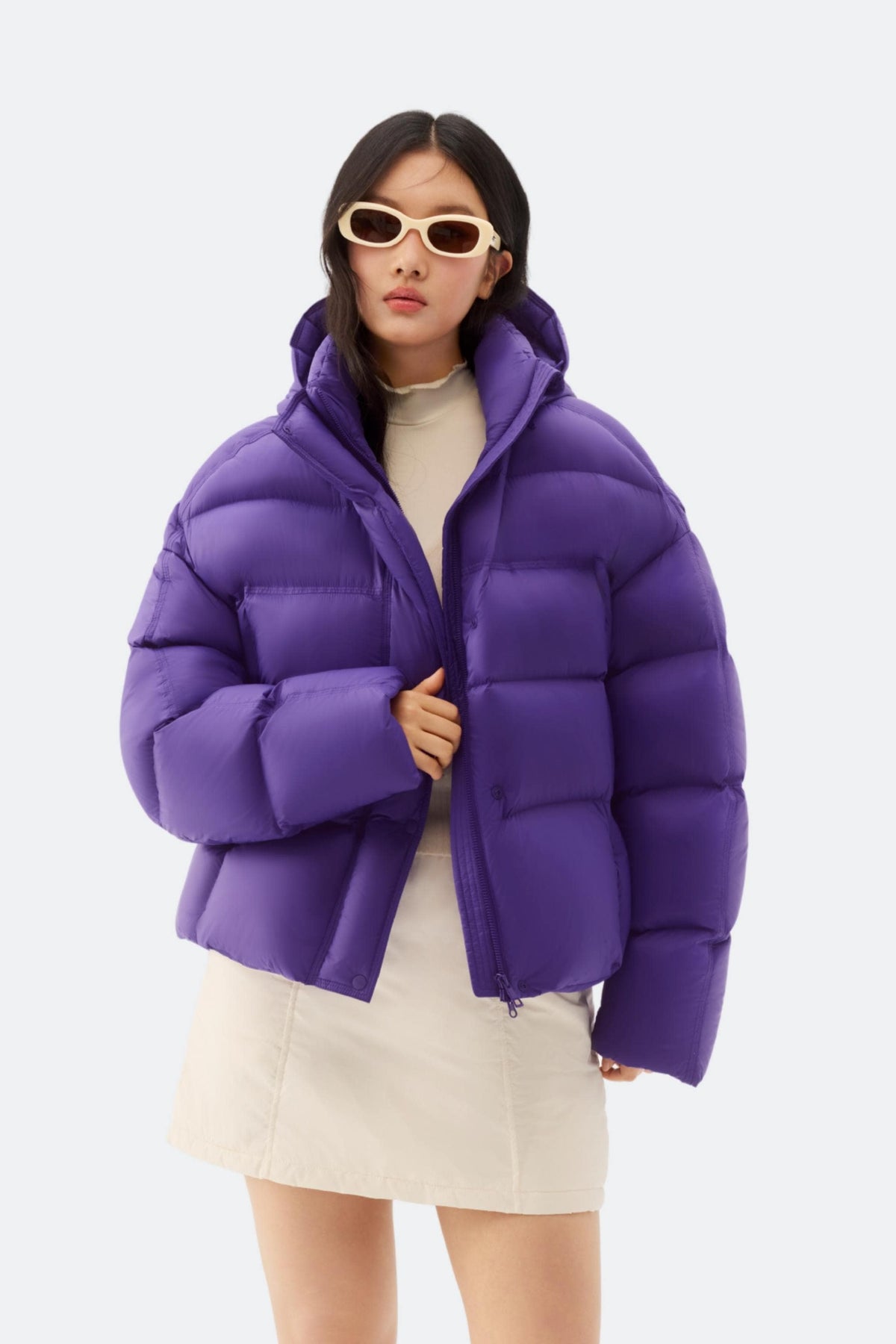 Puff Women's Short Down Jacket with Detachable Hood 102