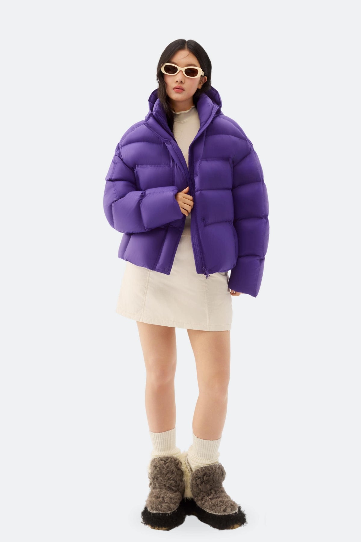 Puff Women's Short Down Jacket with Detachable Hood 102
