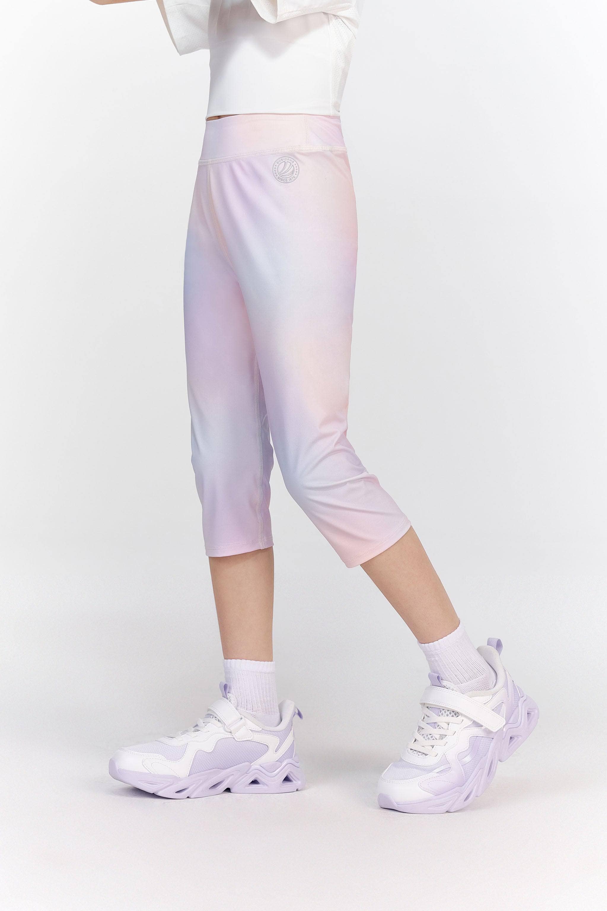 Girls UPF Protection Leggings — leggings ensure all-day safety and comfort for your little explorers in Rainbow Candy, sizes 4-5YR–11-12YR; UPF 100+