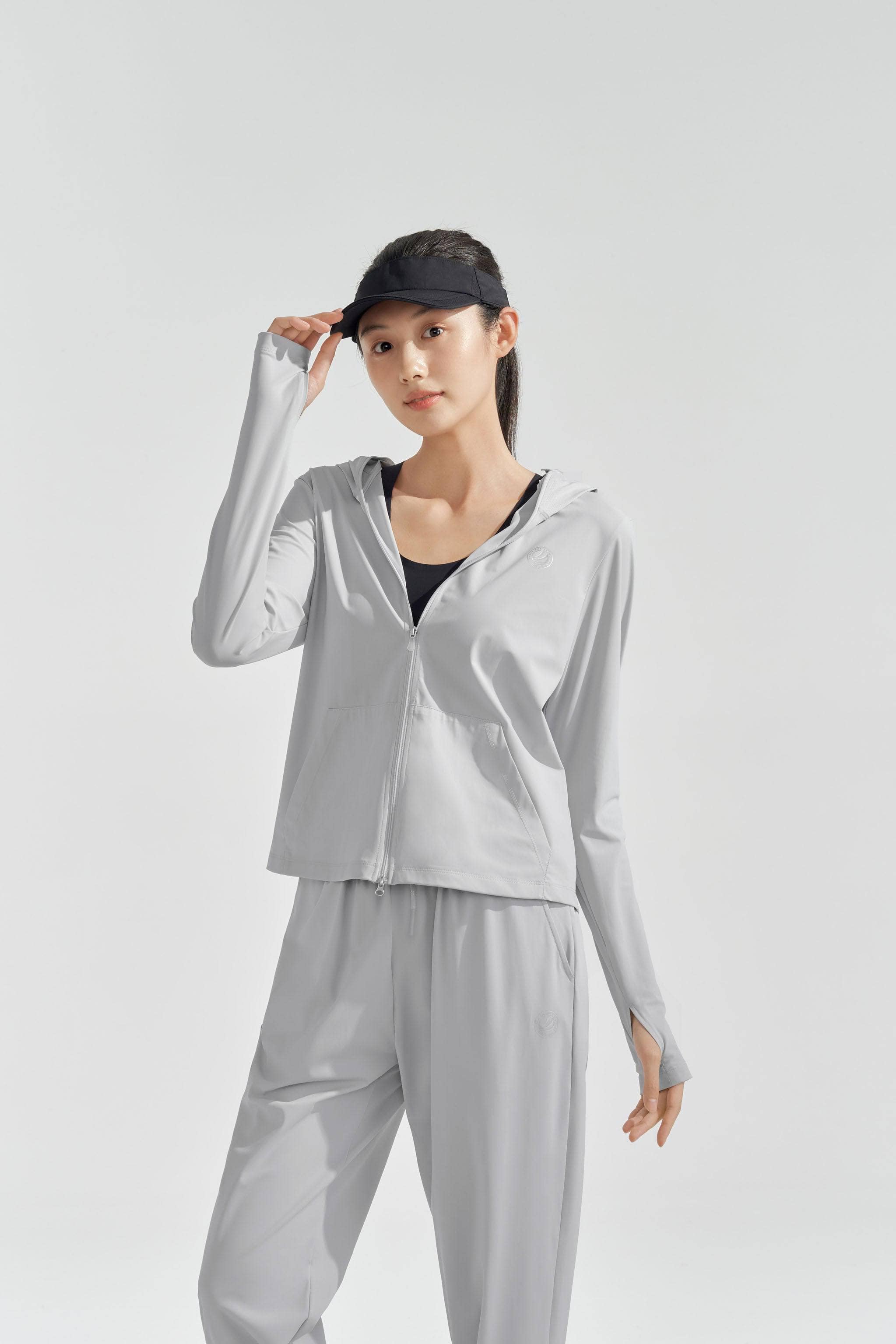 Women's UPF Protection Jacket 5144 — Original yarn with UPF100+ sun protection offers a cool, comfortable, lightweight in Baby Grey, sizes 4–14; UPF 100+