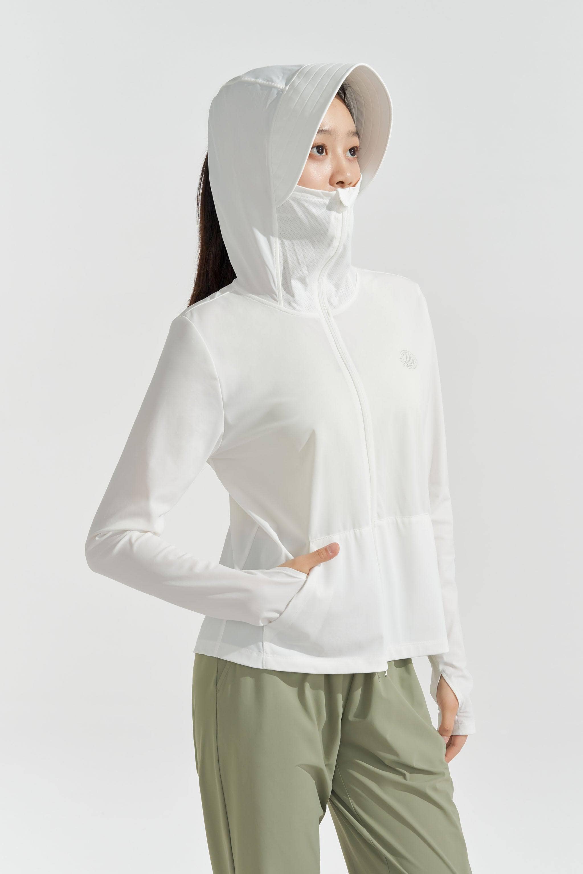 Women's UPF Protection Jacket 5144 — Original yarn with UPF100+ sun protection offers a cool, comfortable, lightweight in Off White, sizes 4–14; UPF 100+
