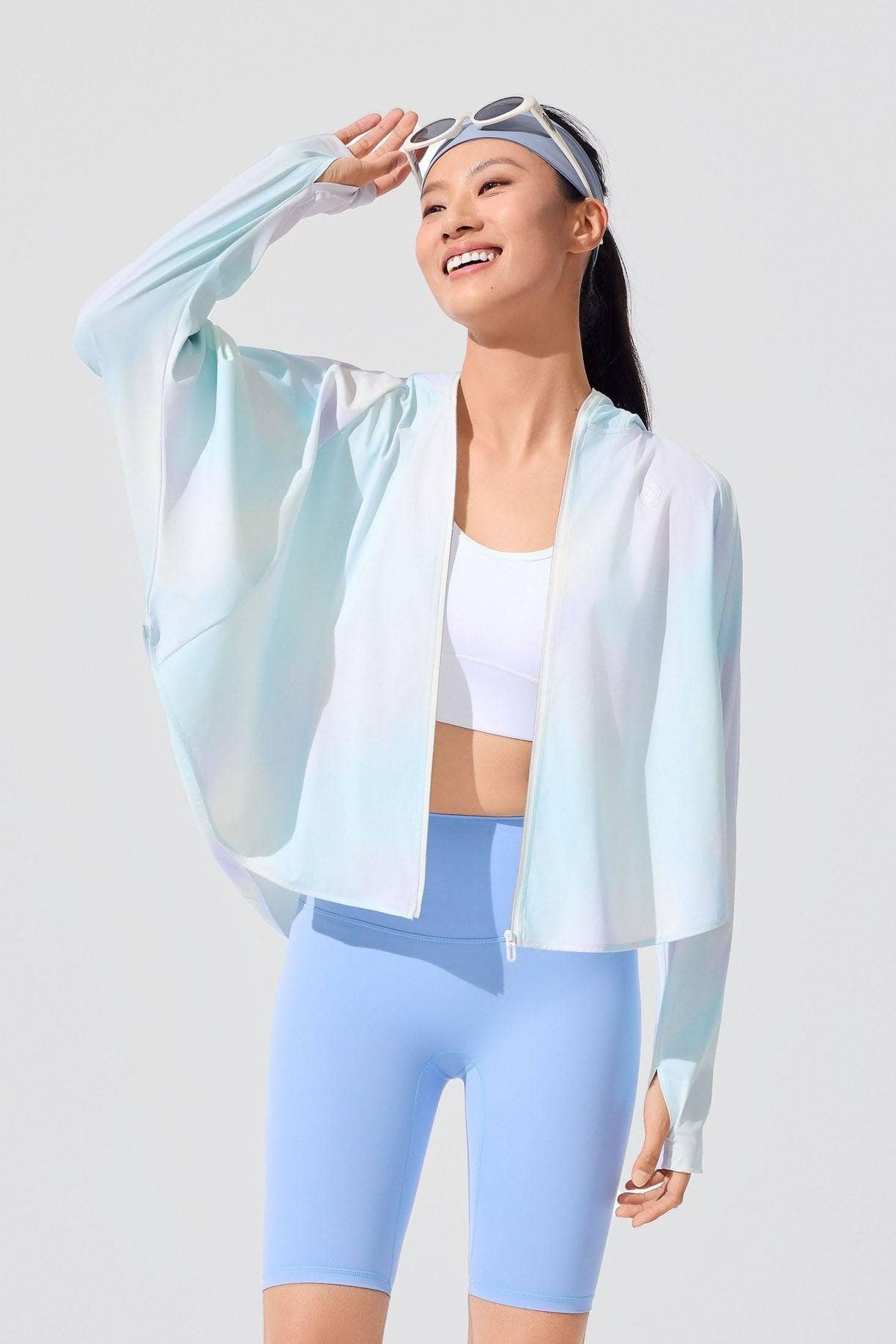 BOSIDENG SS25 Women's UPF Protection Poncho Jacket 5128 4 / Abstract Purple Print