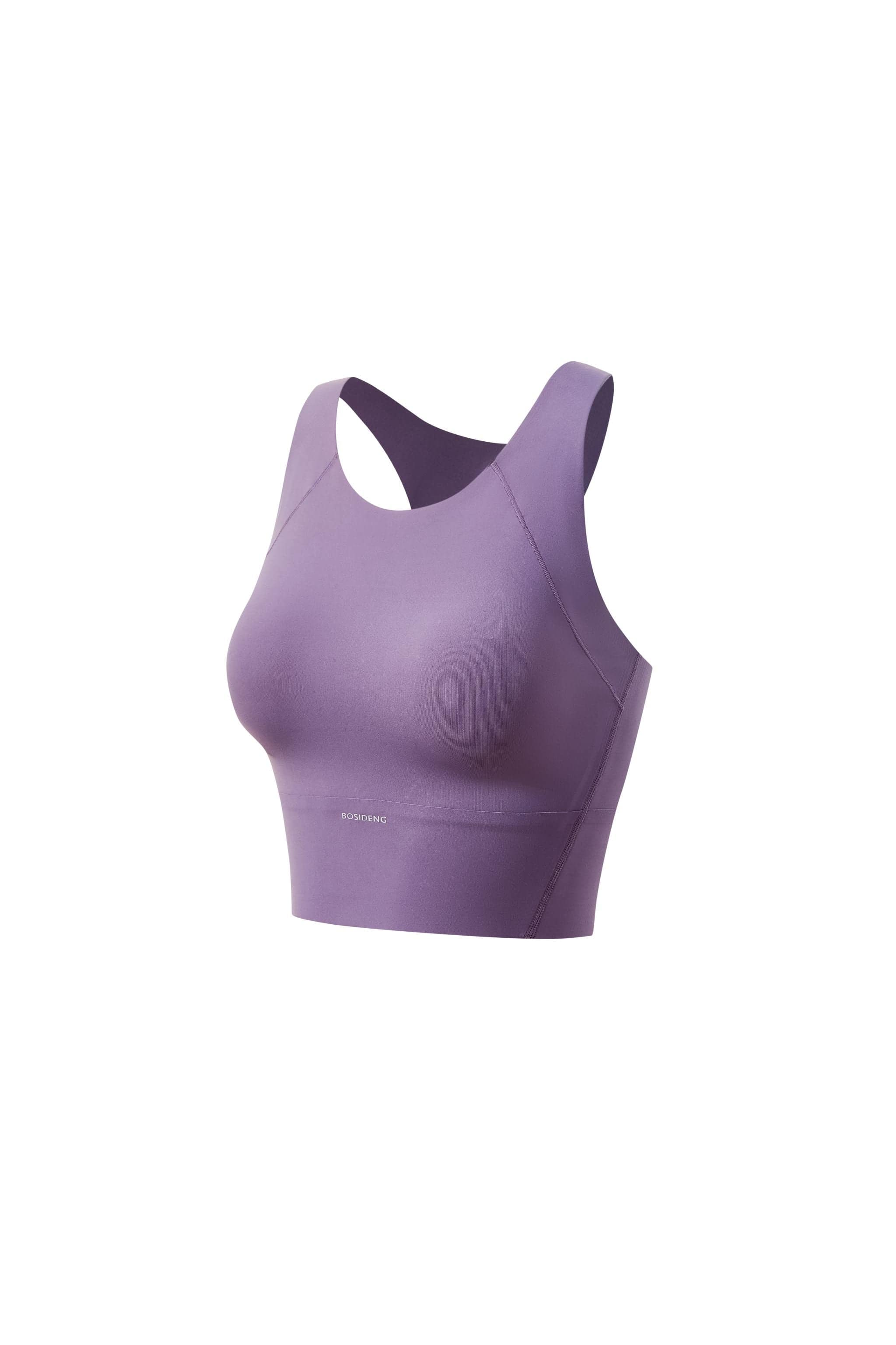 Women's Summer Sports Cropped Vest 3194 — built-in-bra sports cami features breathable 3D padding for shock absorption in Deep Vine Purple, sizes 4–16