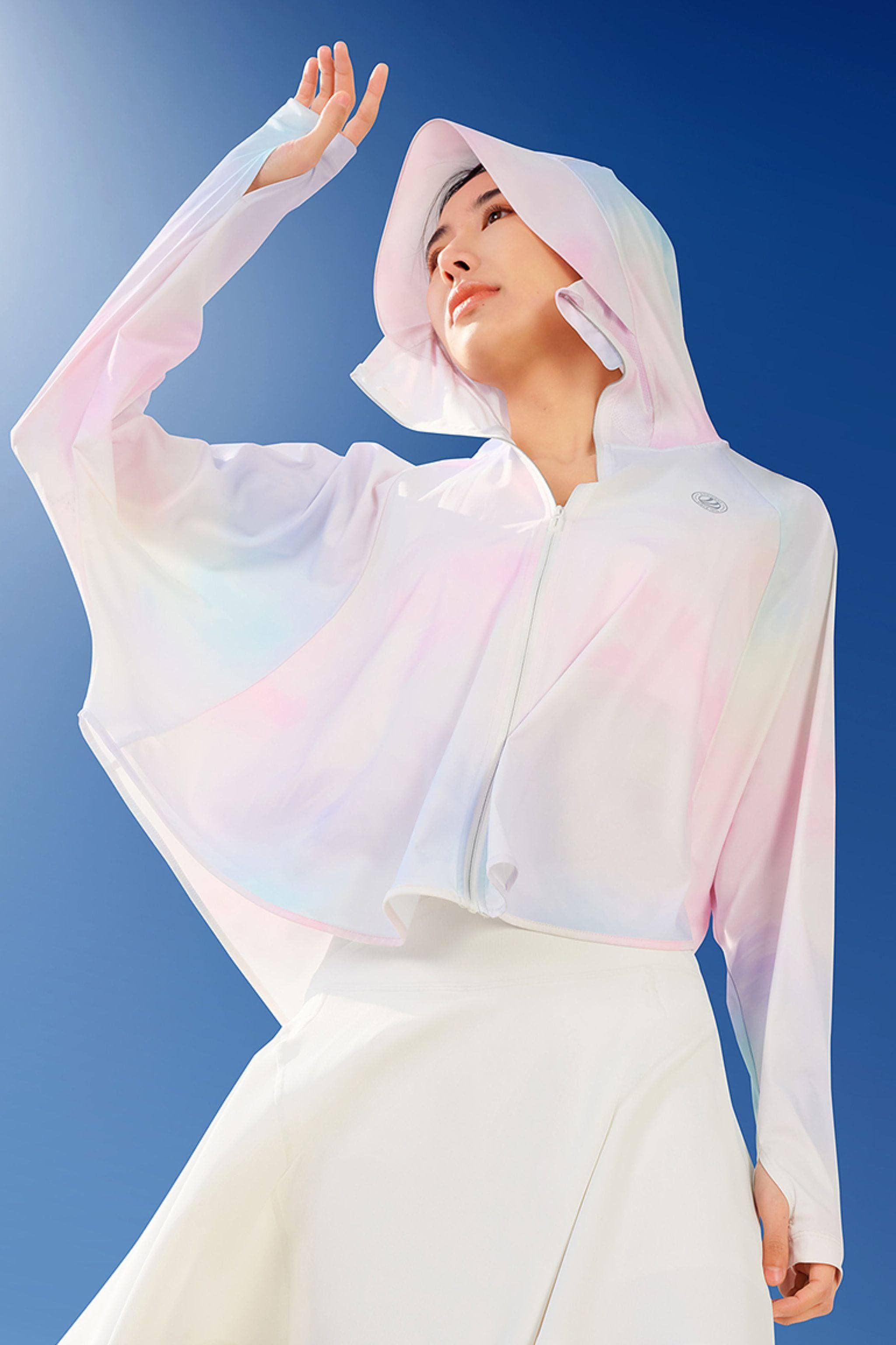 BOSIDENG SS25 Women's UPF Protection Poncho Jacket 5128 4 / Light Feather Print