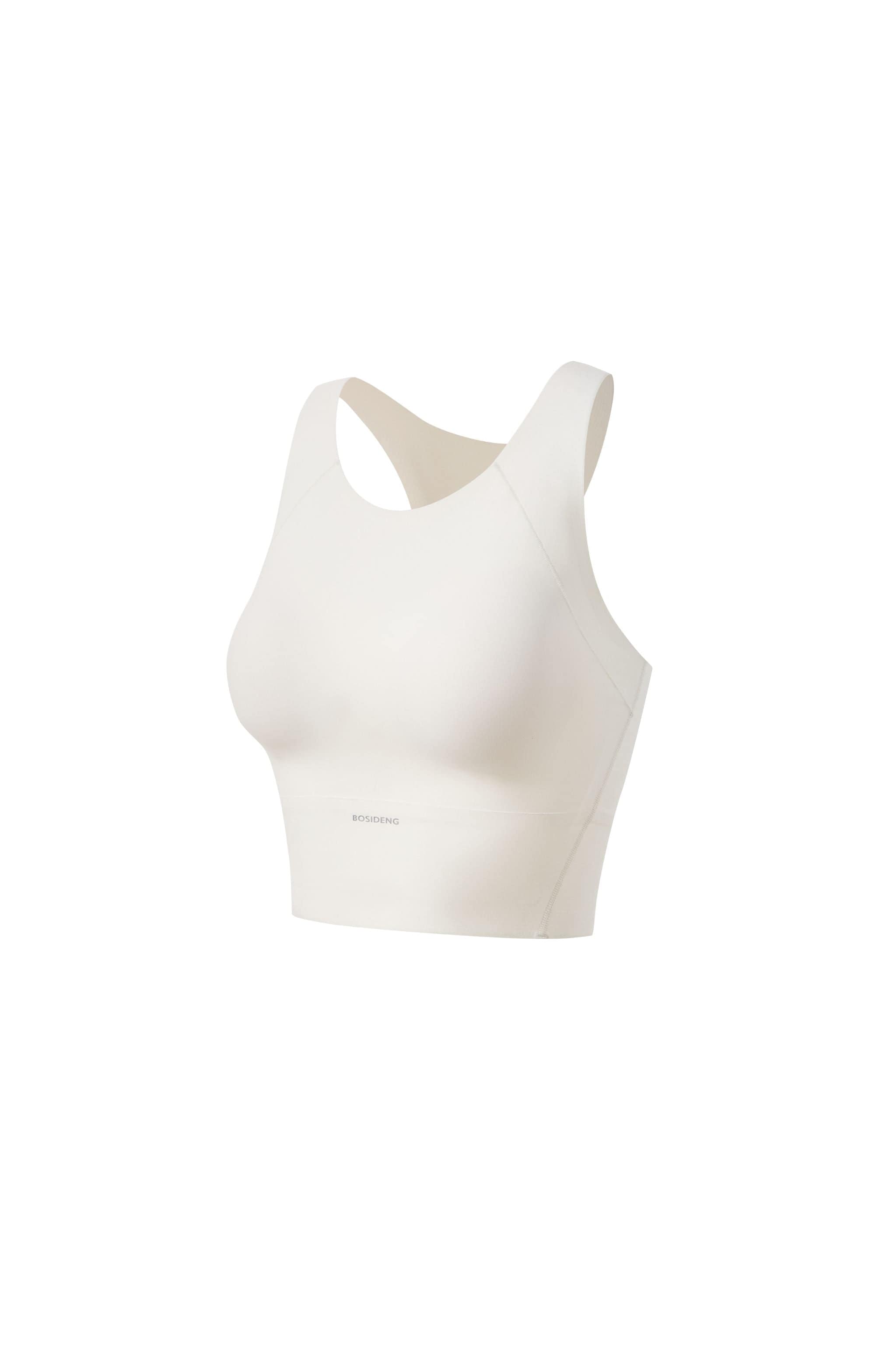 Women's Summer Sports Cropped Vest 3194 — built-in-bra sports cami features breathable 3D padding for shock absorption in Off White, sizes 4–16