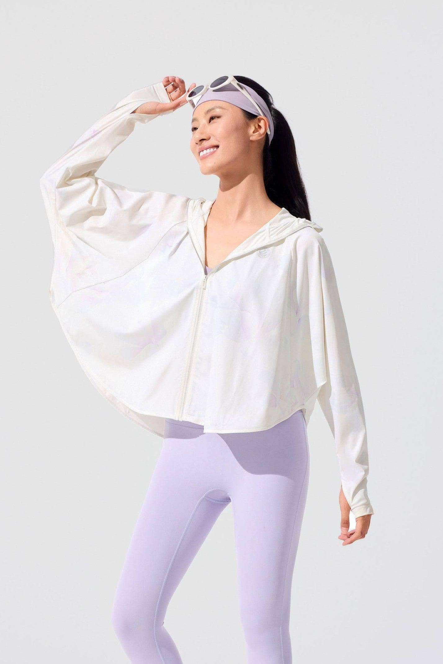 BOSIDENG SS25 Women's UPF Protection Poncho Jacket 5128 4 / Rosemary Orchid Print