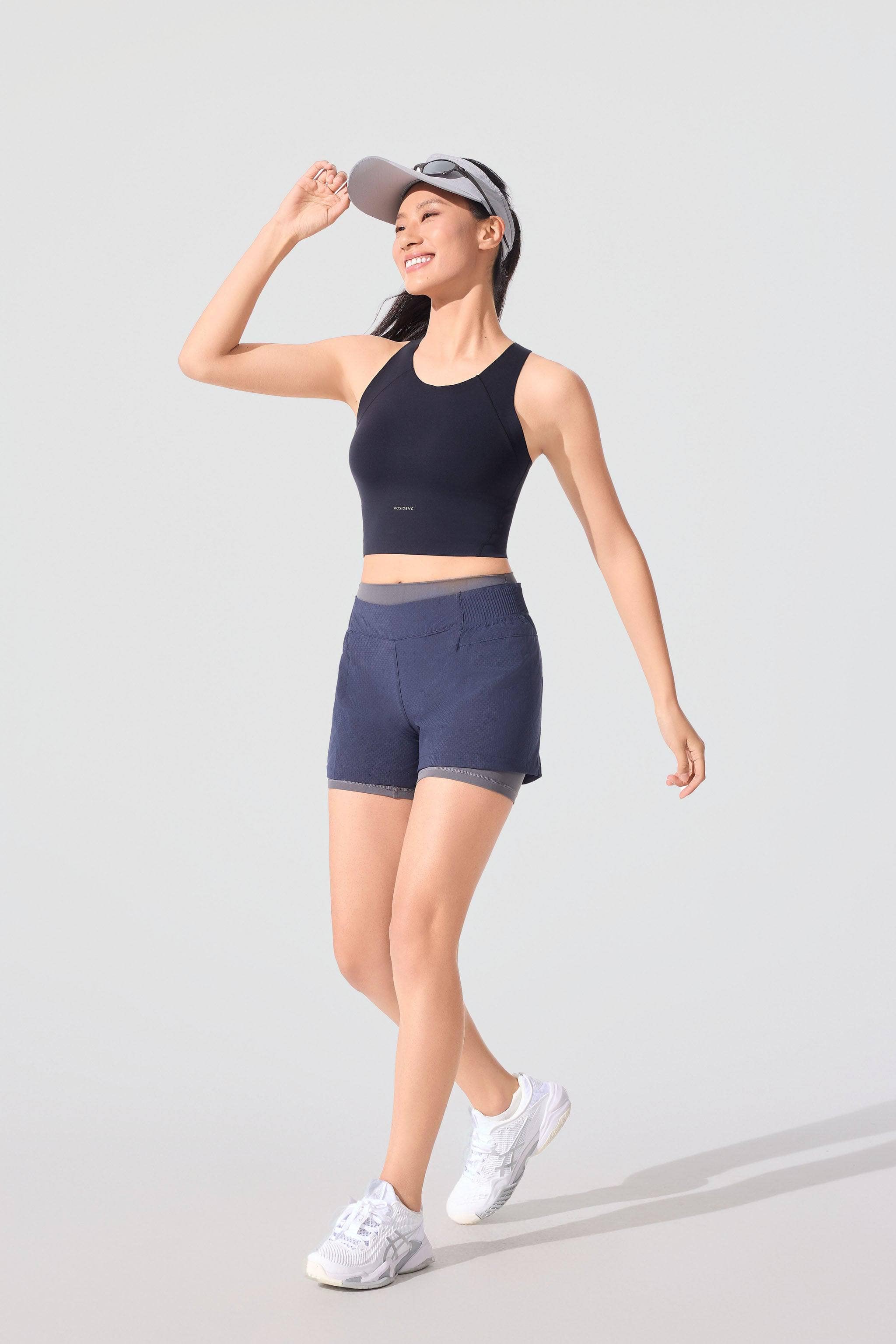Women's Summer Sports Cropped Vest 3194 — built-in-bra sports cami features breathable 3D padding for shock absorption — view 2