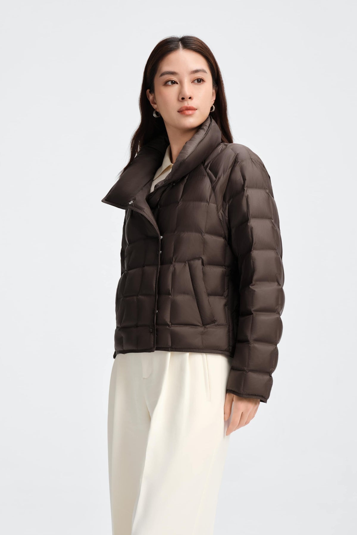 Womens Lapel Collar Goose Down Jacket 114