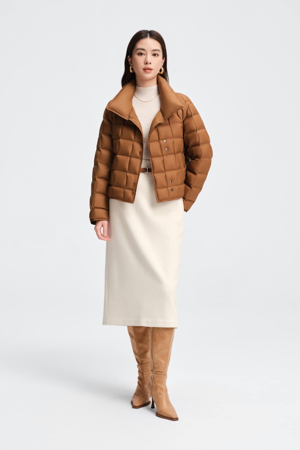 Womens Lapel Collar Goose Down Jacket 114