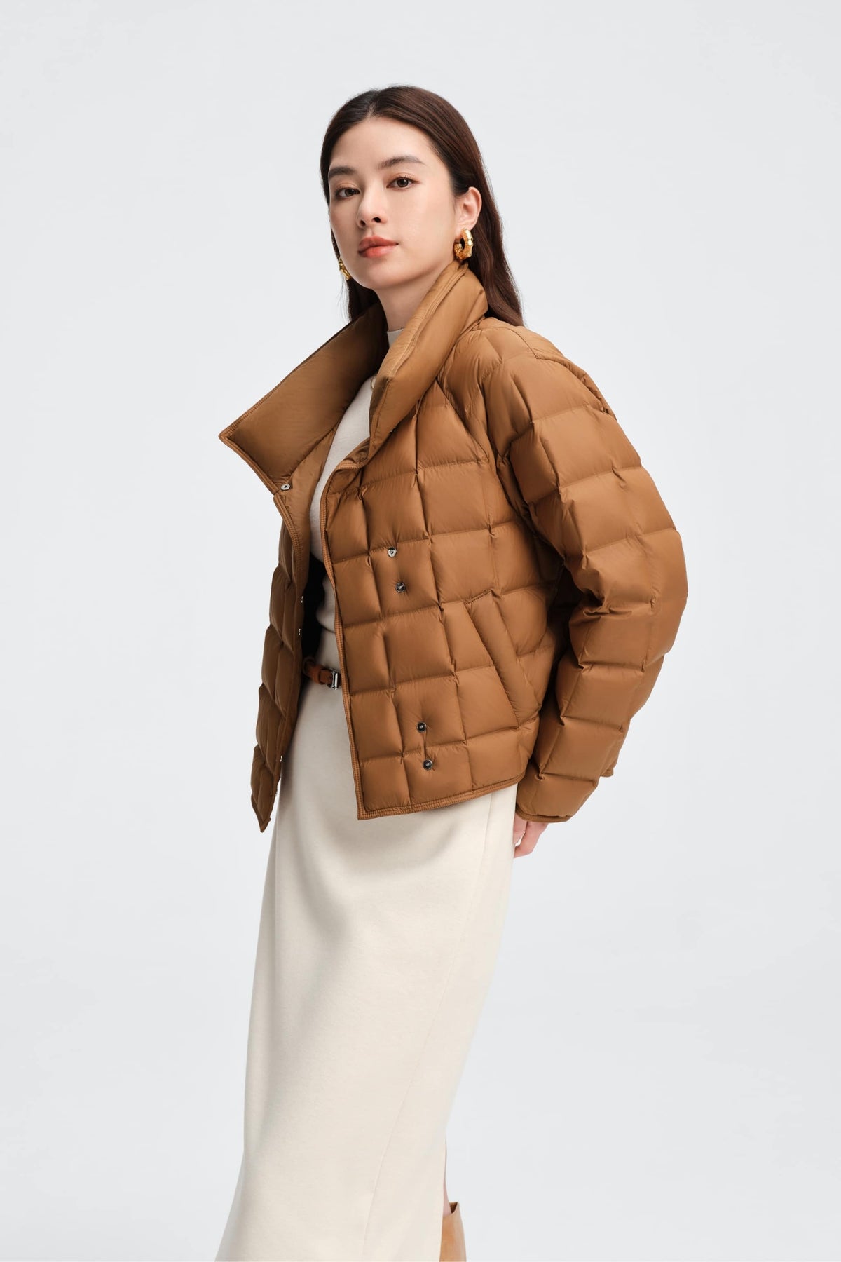 Womens Lapel Collar Goose Down Jacket 114