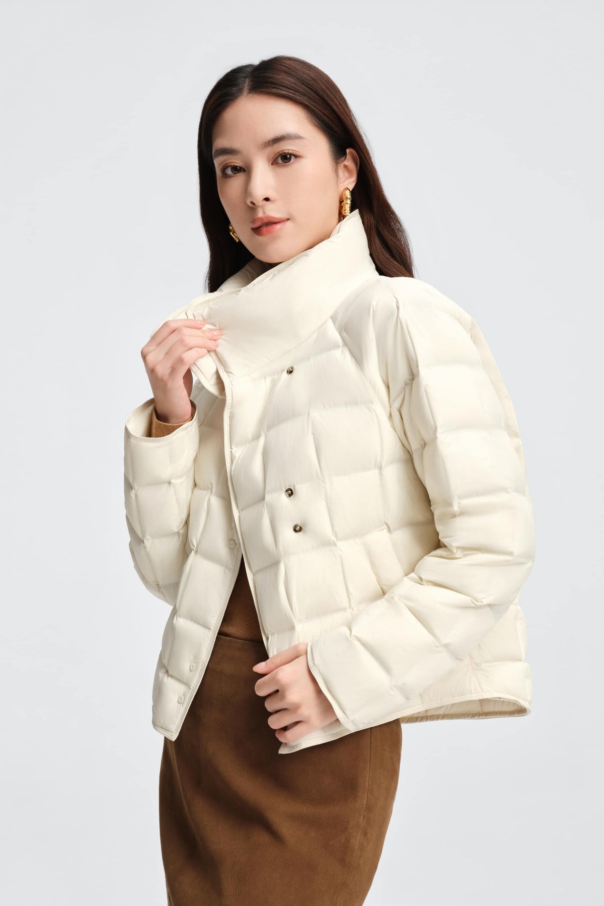 Womens Lapel Collar Goose Down Jacket 114
