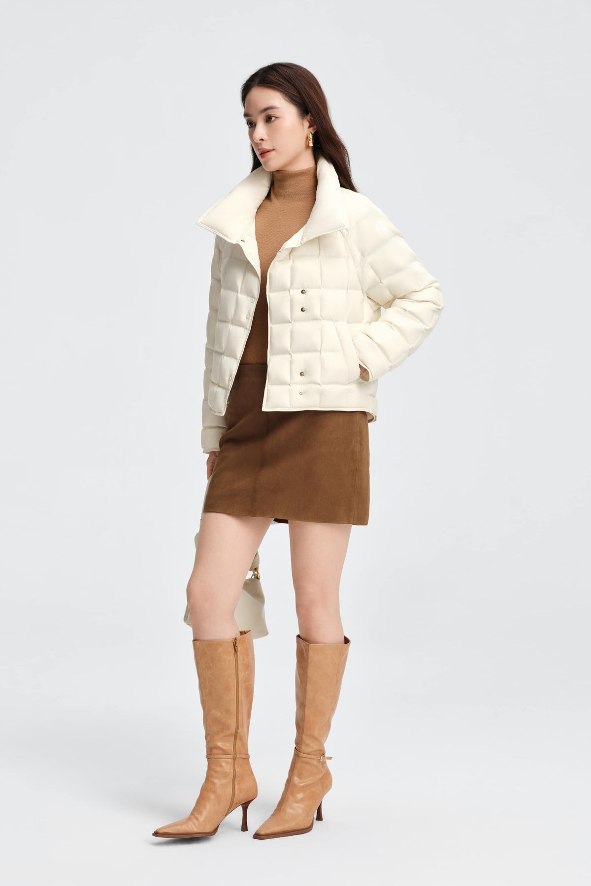 Womens Lapel Collar Goose Down Jacket 114