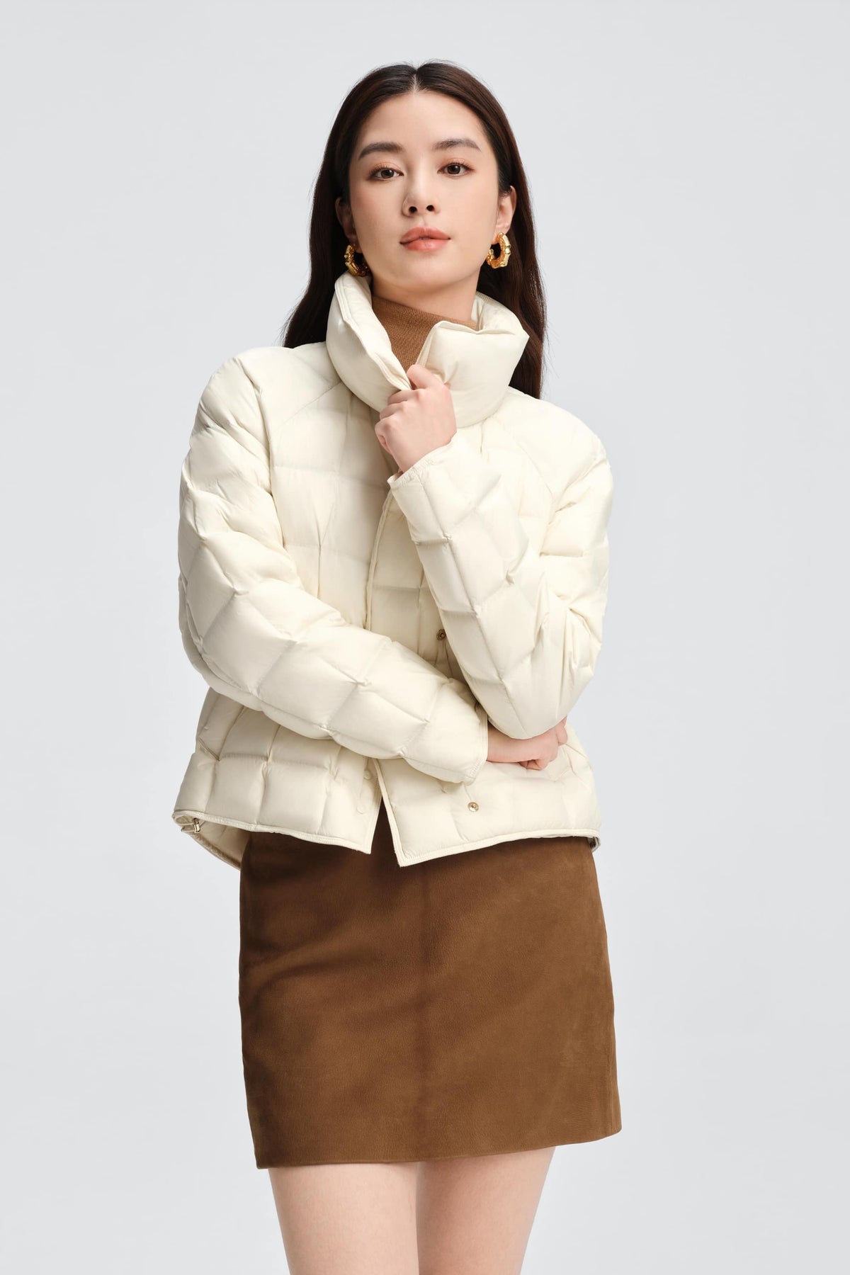 Womens Lapel Collar Goose Down Jacket 114