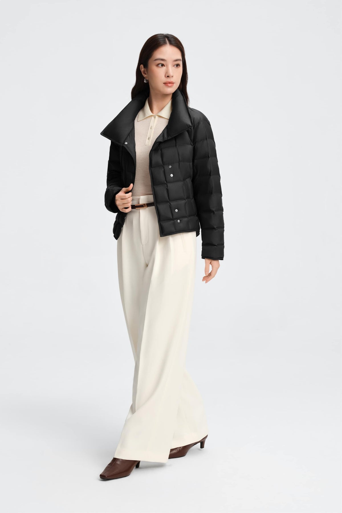 Womens Lapel Collar Goose Down Jacket 114
