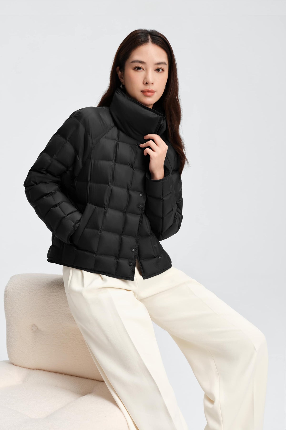 Womens Lapel Collar Goose Down Jacket 114