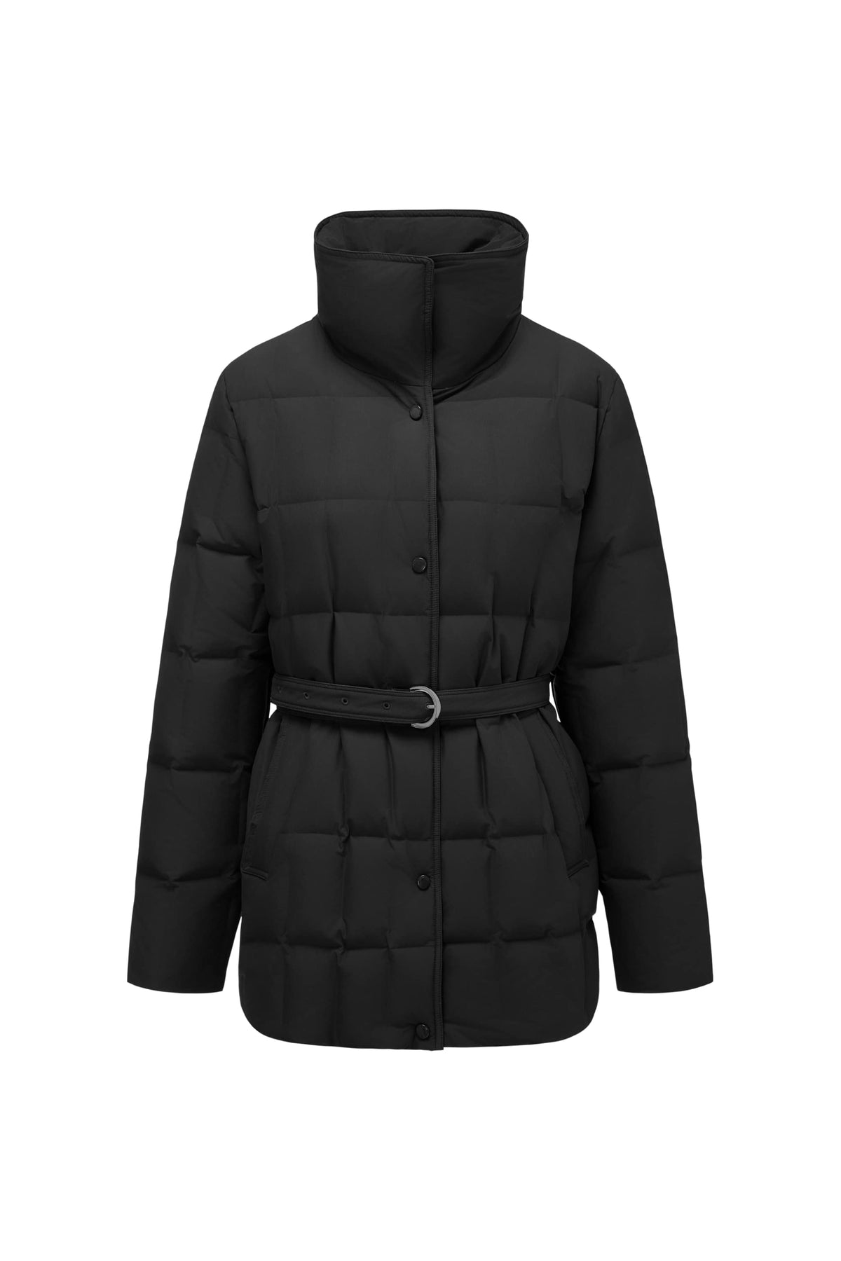 Womens Lapel Collar Goose Down Jacket W/ Belt 142