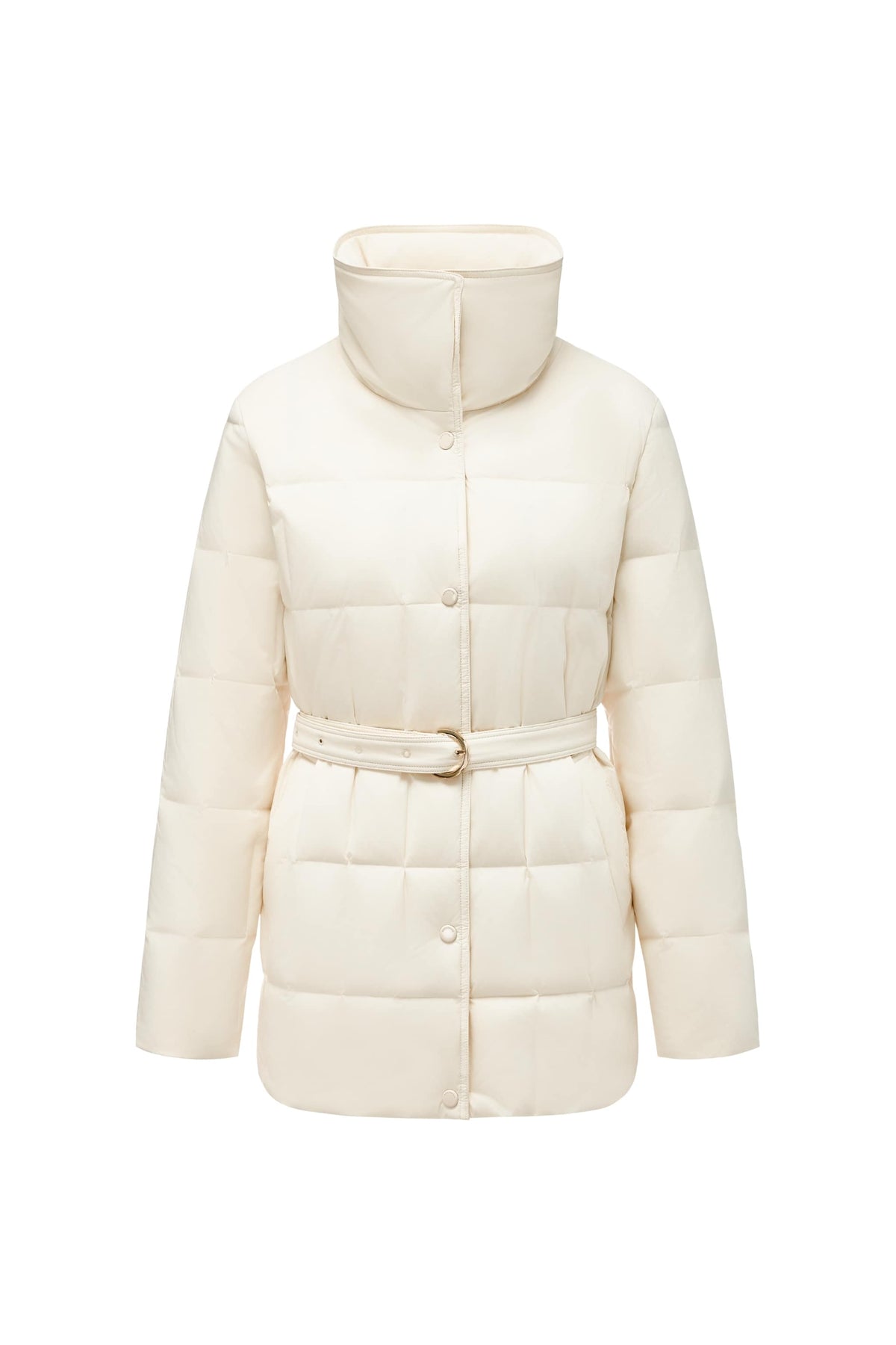 Womens Lapel Collar Goose Down Jacket W/ Belt 142