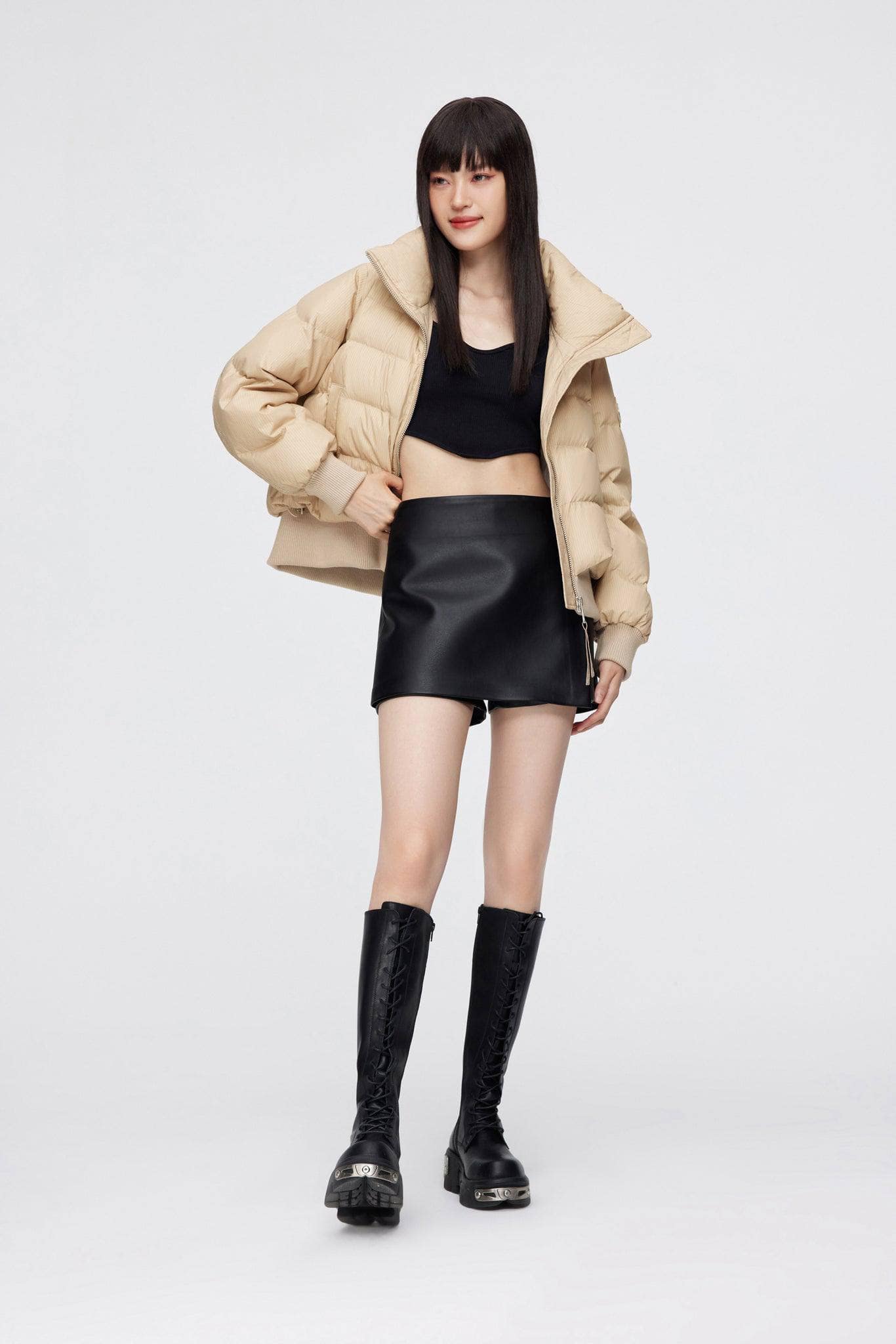 BOSIDENG 2022 Short Down Jacket With Standing Collar Jacket 4 / Sandstone yellow