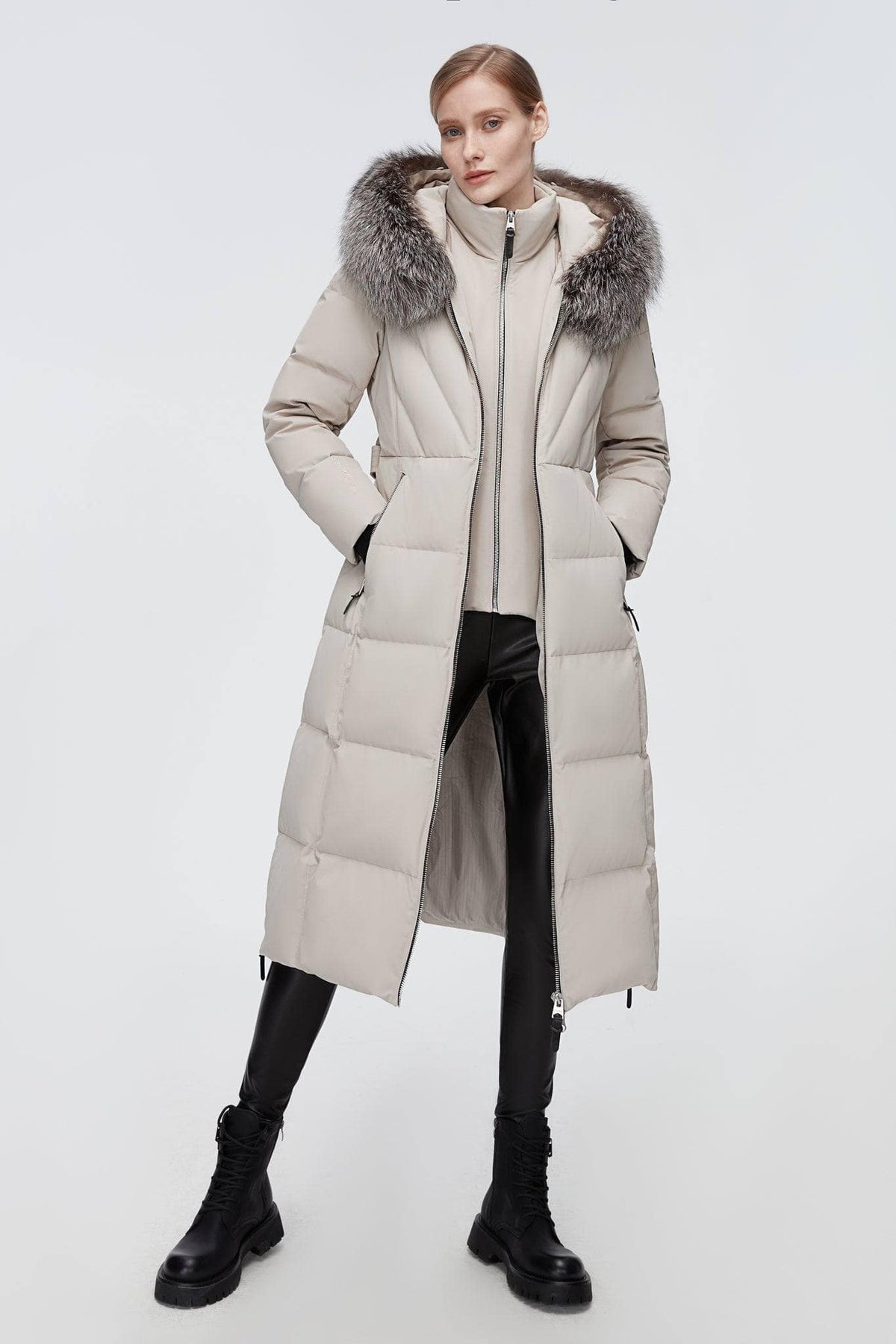 BOSIDENG 2022 Full Length Hooded Goose Down Jacket Jacket 6 / Ash Khaki