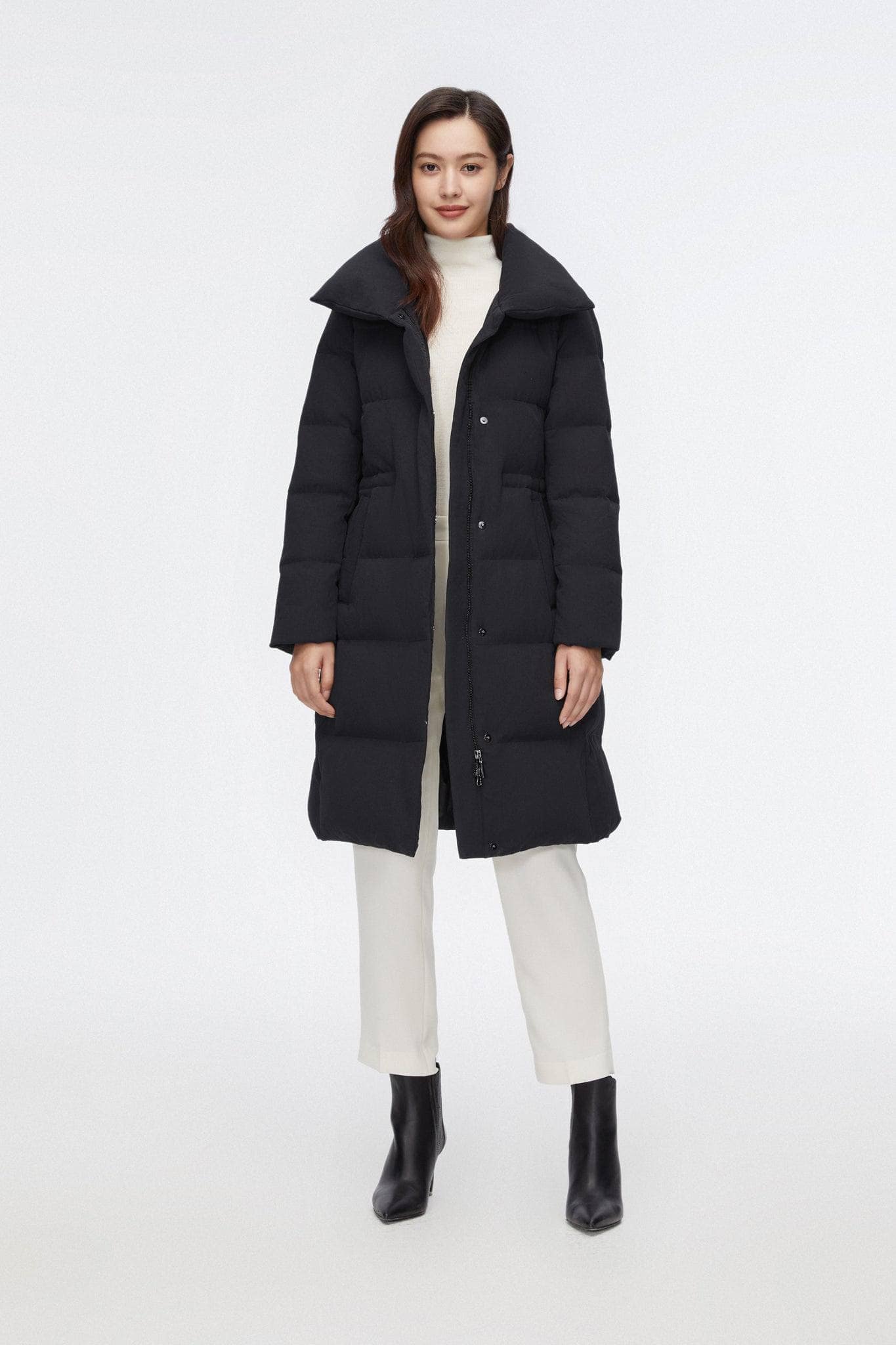 Mid-length Goose Down Jacket With Lapel — Luxuriate in premium warmth with our 700+ fill power goose down — view 6