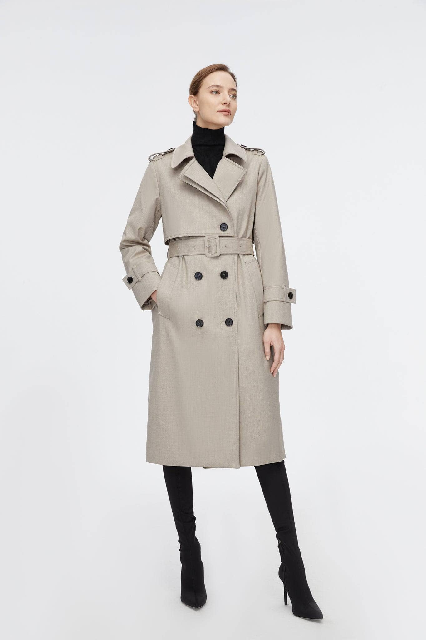 Full Length Detachable Goose Down Trench Coat — Introducing our groundbreaking Full length Trench — view 2; windproof