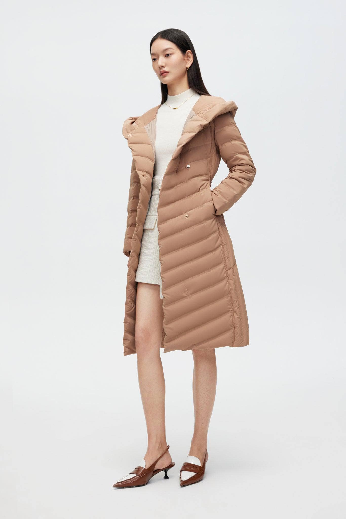 BOSIDENG 2022 Long Wrap Goose Down Coat With Belt Jacket