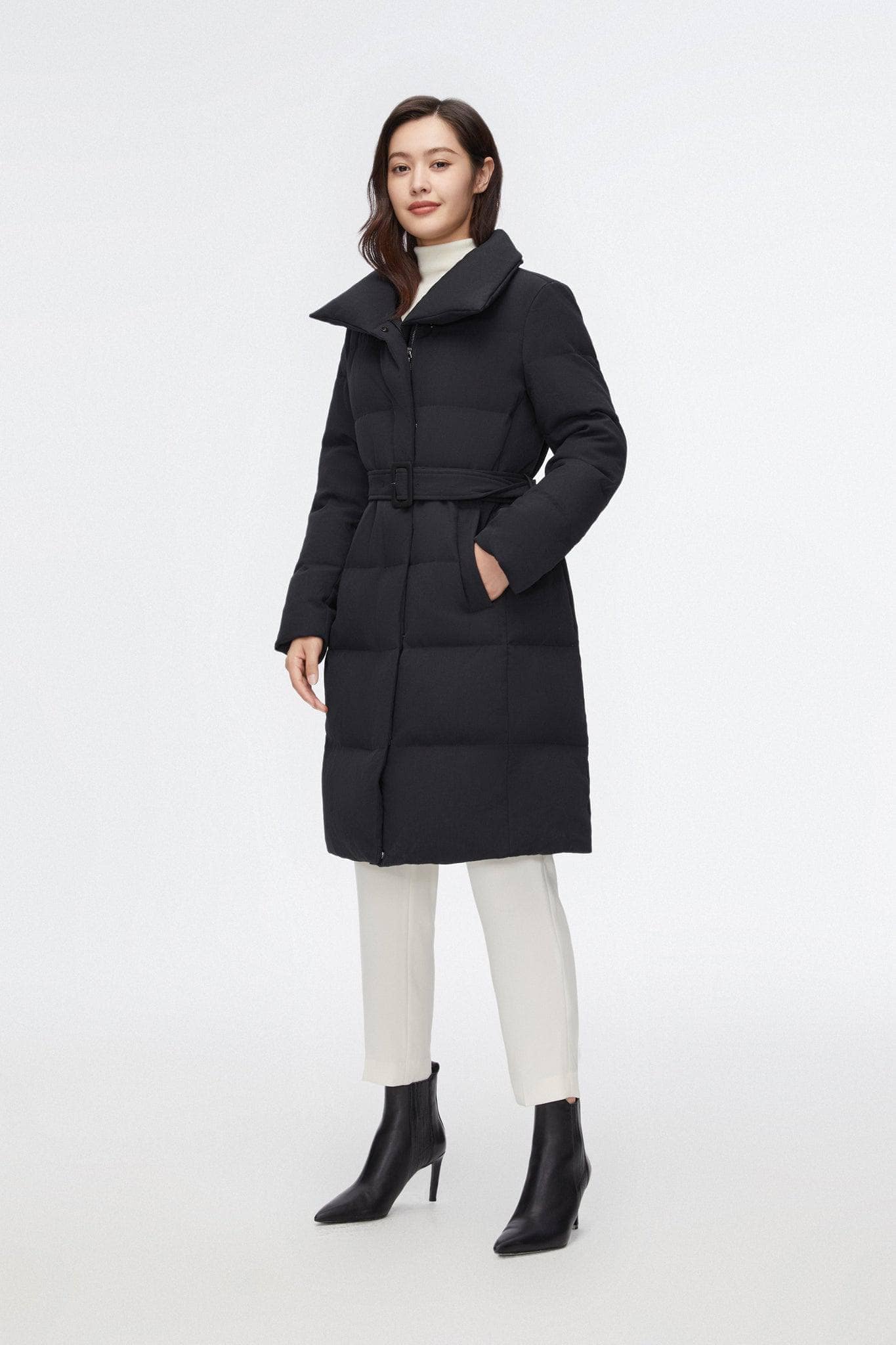 Mid-length Goose Down Jacket With Lapel — Luxuriate in premium warmth with our 700+ fill power goose down — view 7