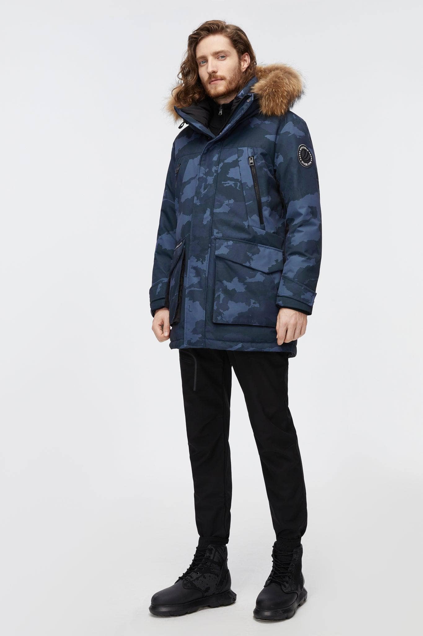BOSIDENG 2022 Mid-Length Goose Down Trench With Fur Jacket