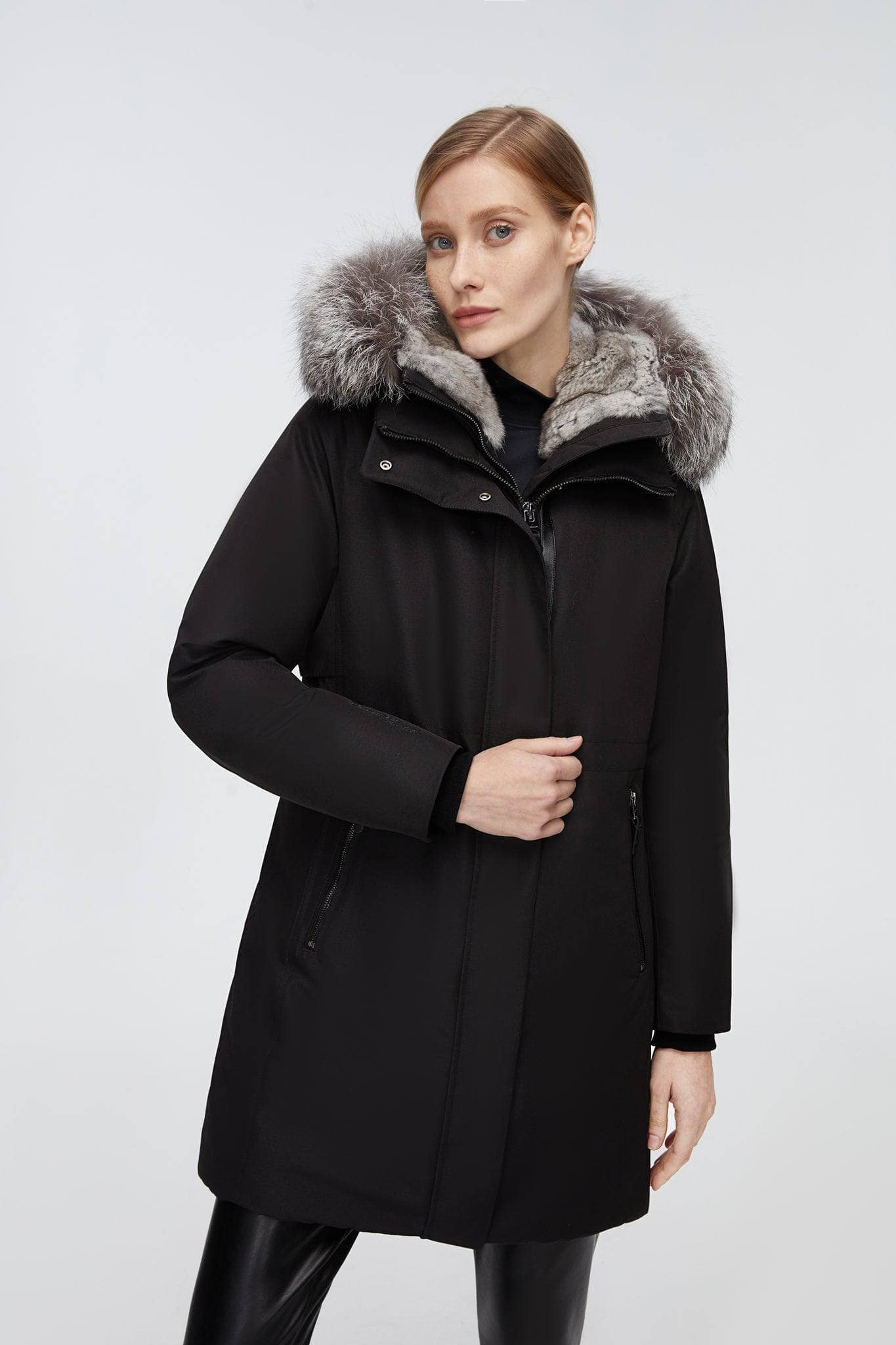 BOSIDENG 2022 Mid-Length Goose Down Trench With Fur Jacket
