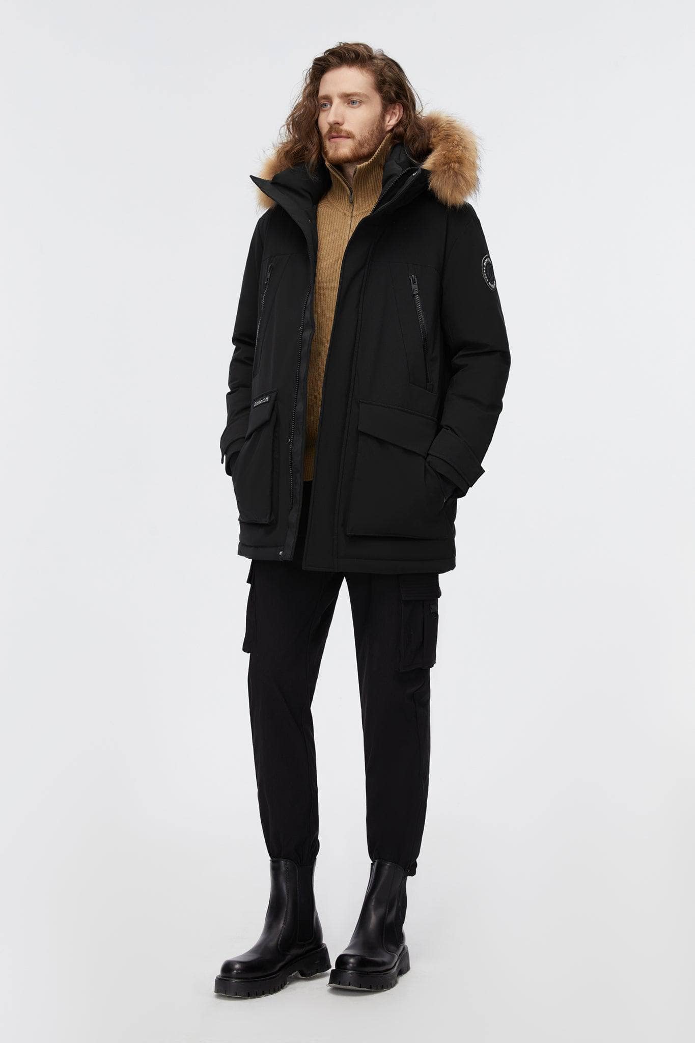 BOSIDENG 2022 Mid-Length Goose Down Trench With Fur Jacket S / Black