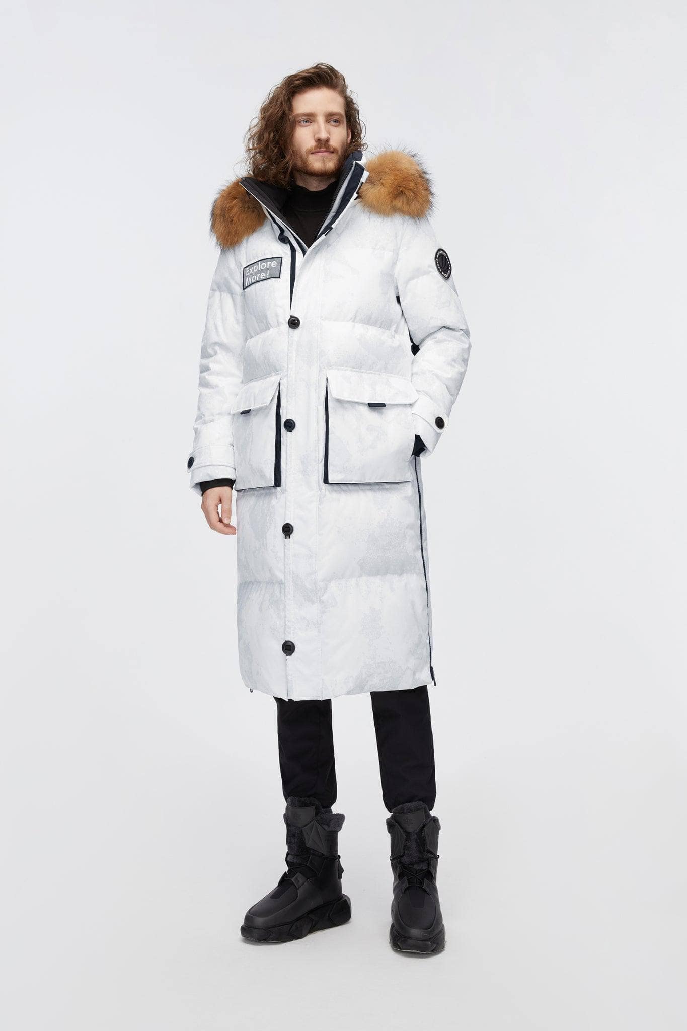 BOSIDENG 2022 Long Goose Down Jacket With Hood Jacket S / White