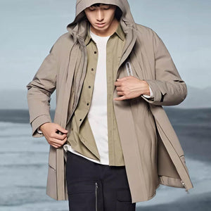 Bosideng Men's Classic Graphic Puffer Coat, Casual Slightly Stretch  Breathable Zip Up Loose Hooded Jacket For Outdoor Winter, Men's Clothing -  Temu United Arab Emirates