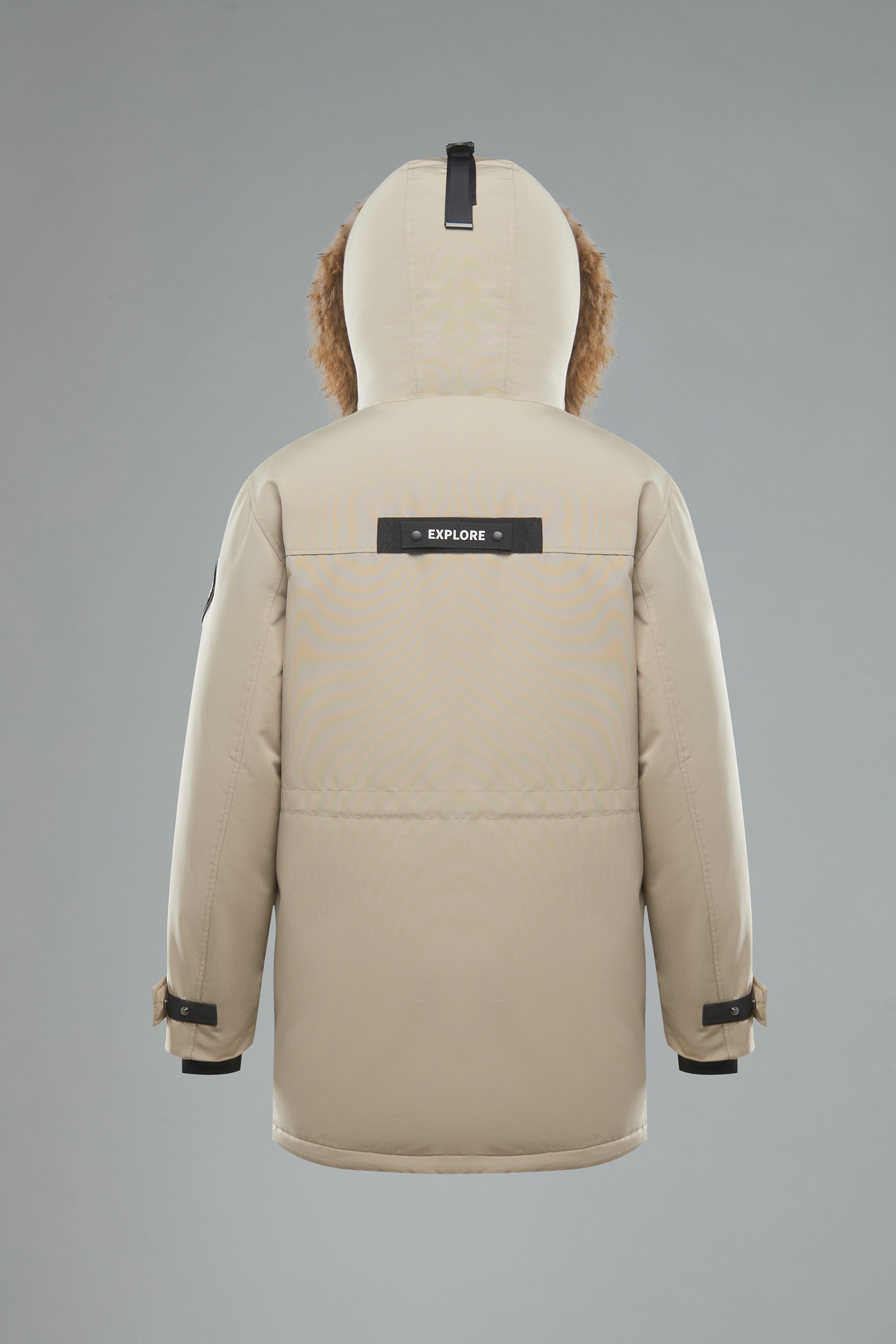 Goose Down Hooded Parka with Fur Trim